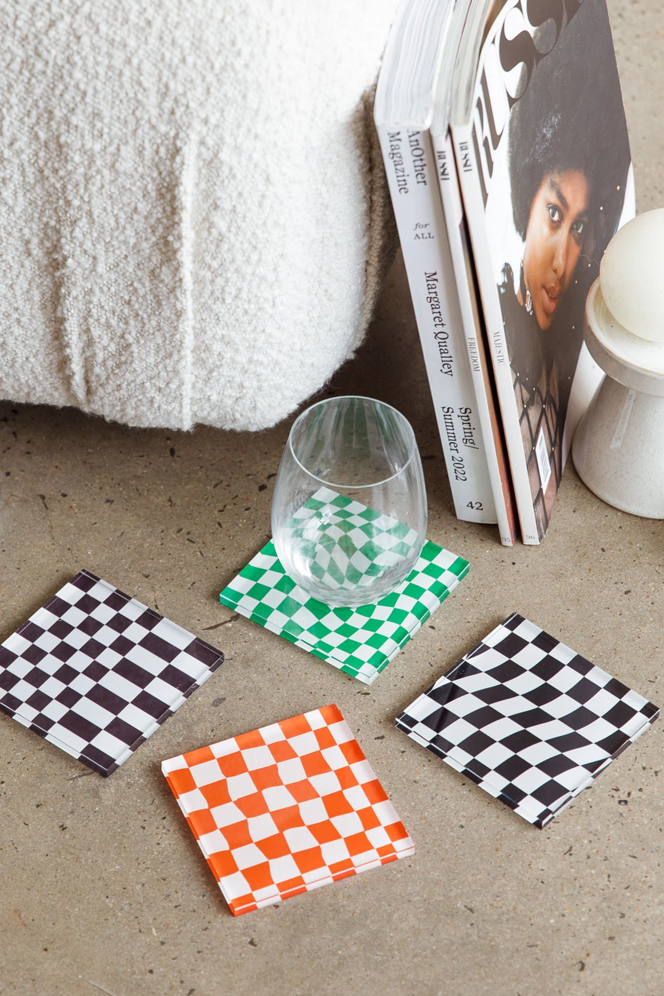 Paradiso 4pc Chessboard Acrylic Coaster Set - Image 3