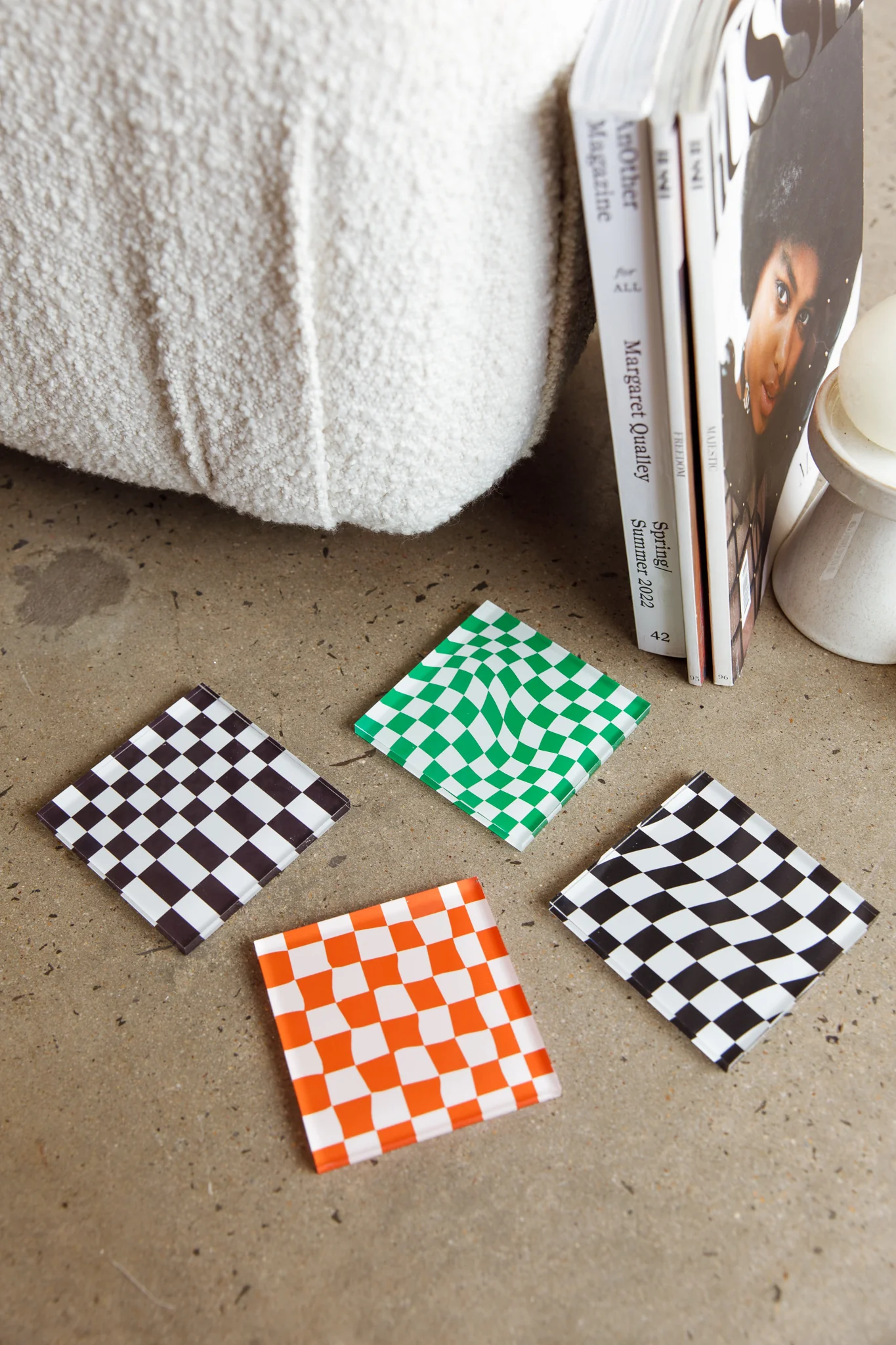 Paradiso 4pc Chessboard Acrylic Coaster Set - Image 4