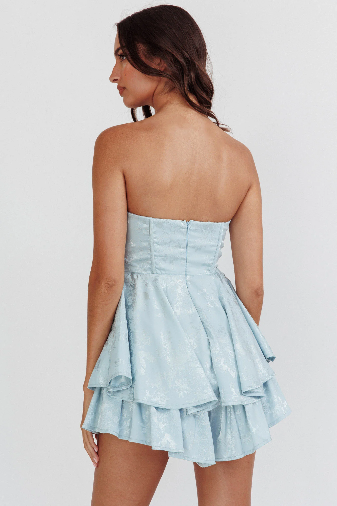 Paris Muse Gathered Bust Romper Baby Blue - Image 3