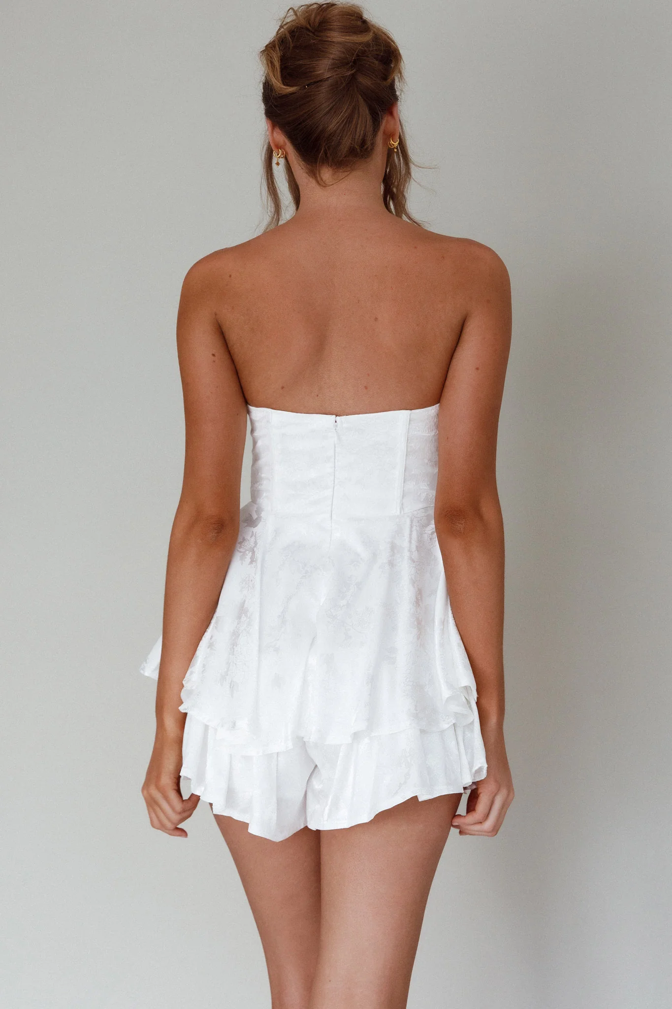 Paris Muse Gathered Bust Romper White - Image 3
