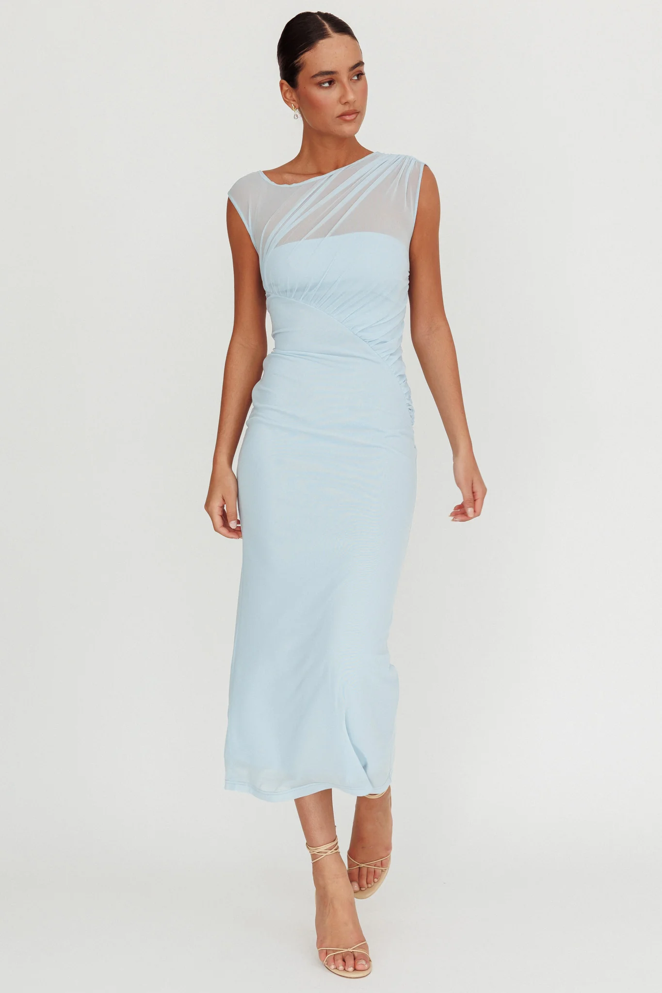 Passion Mesh Sleeveless Maxi Dress Blue - Image 5