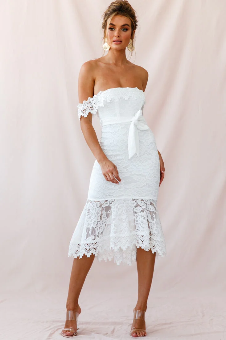 Patience Lace Bodycon Midi Dress White - Image 5