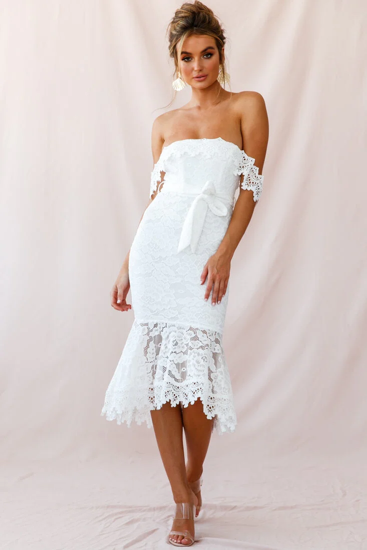 Patience Lace Bodycon Midi Dress White - Image 6