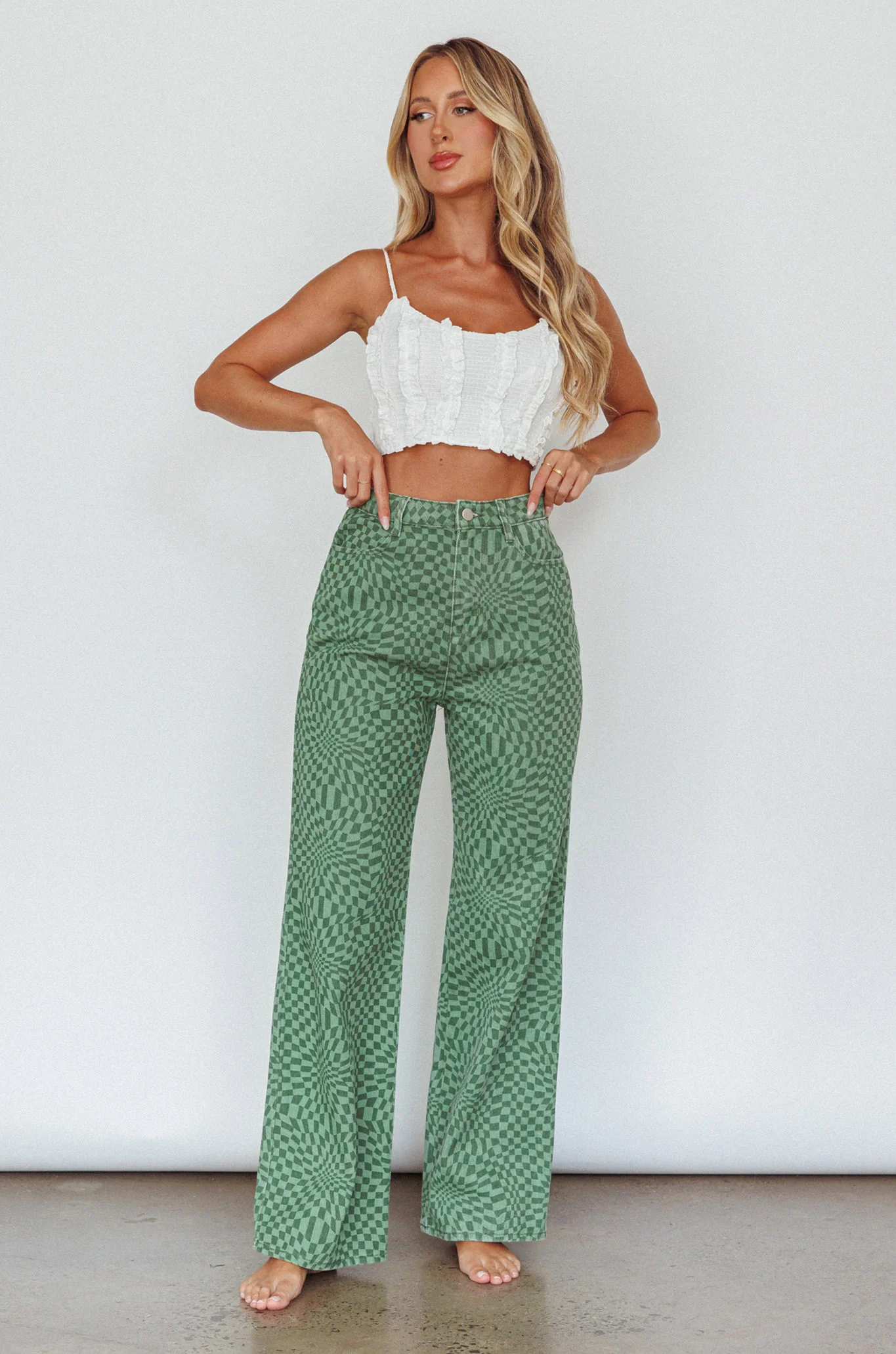 Penny Lane Frill Bust Crop Top White - Image 3