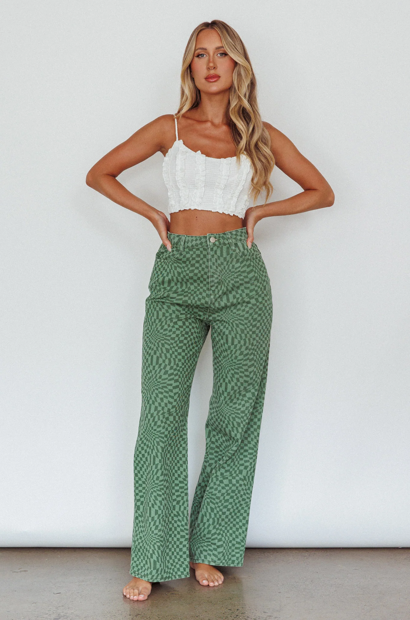 Penny Lane Frill Bust Crop Top White - Image 5