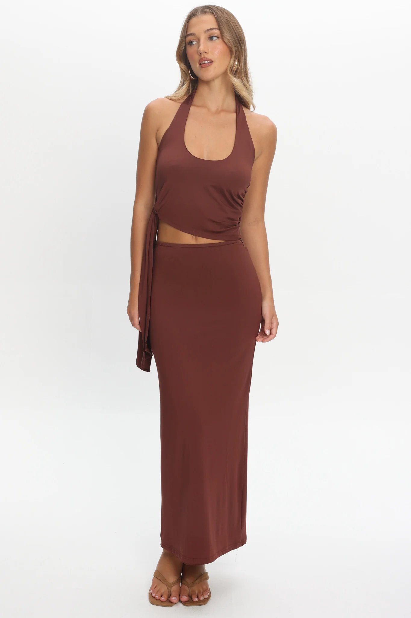 Perez Side Tie Halter Top Wine - Image 2