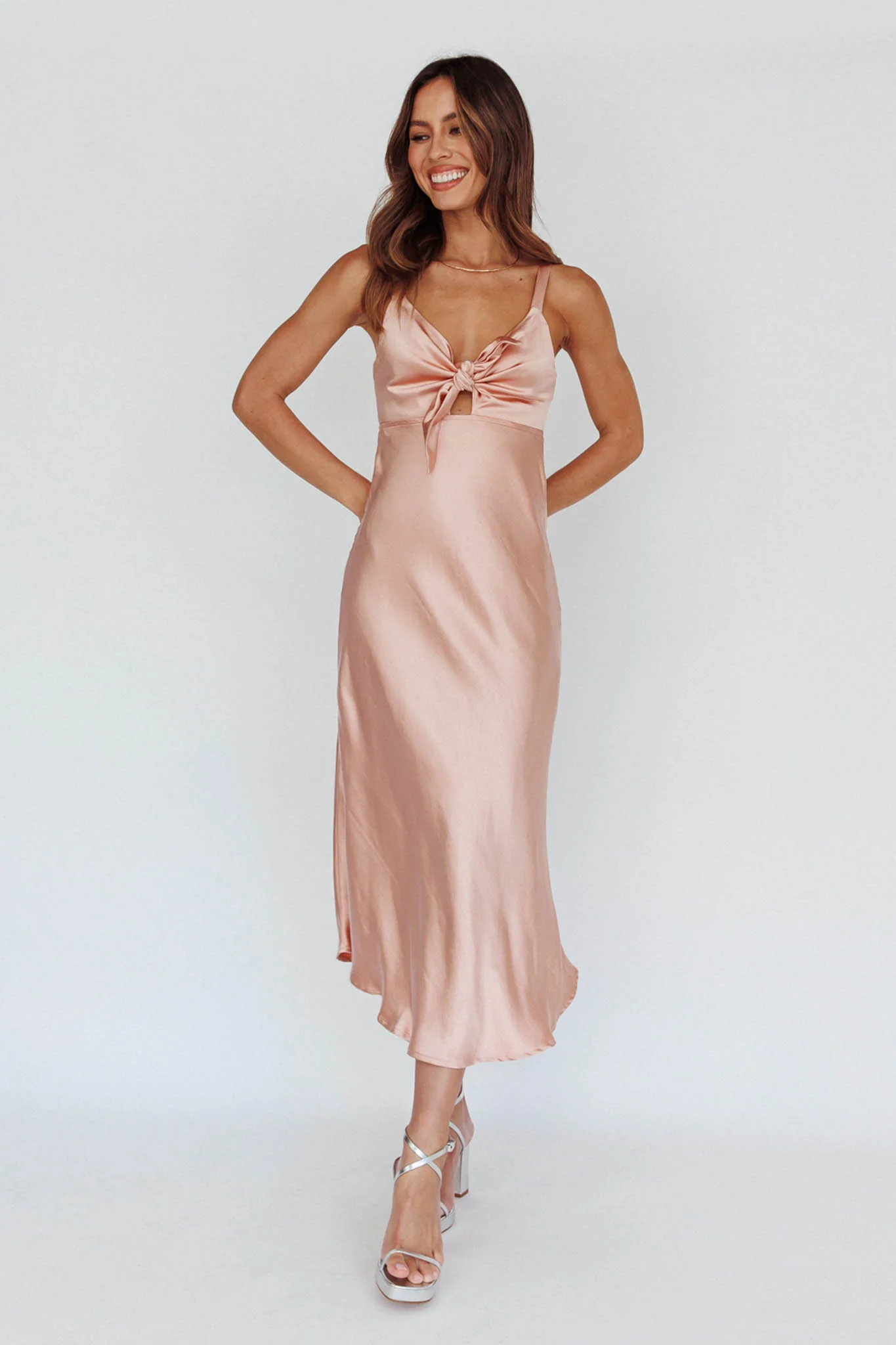 Perfect Day Satin Midi Dress Blush - Image 6
