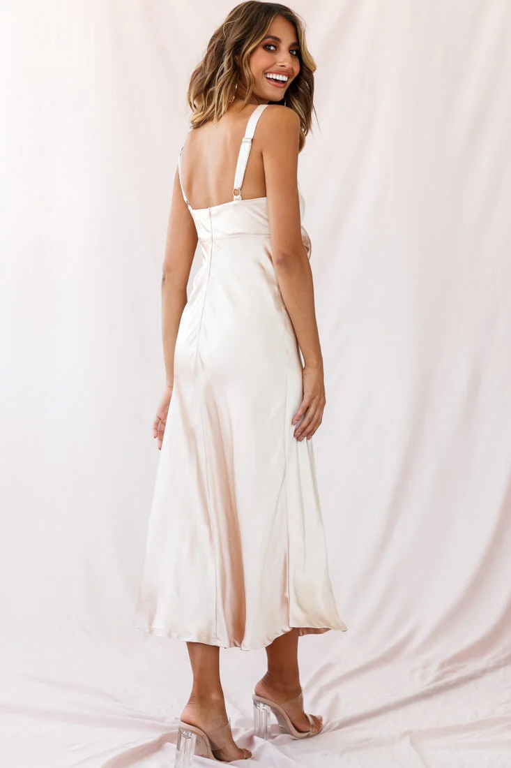 Perfect Day Satin Midi Dress Gold - Image 6