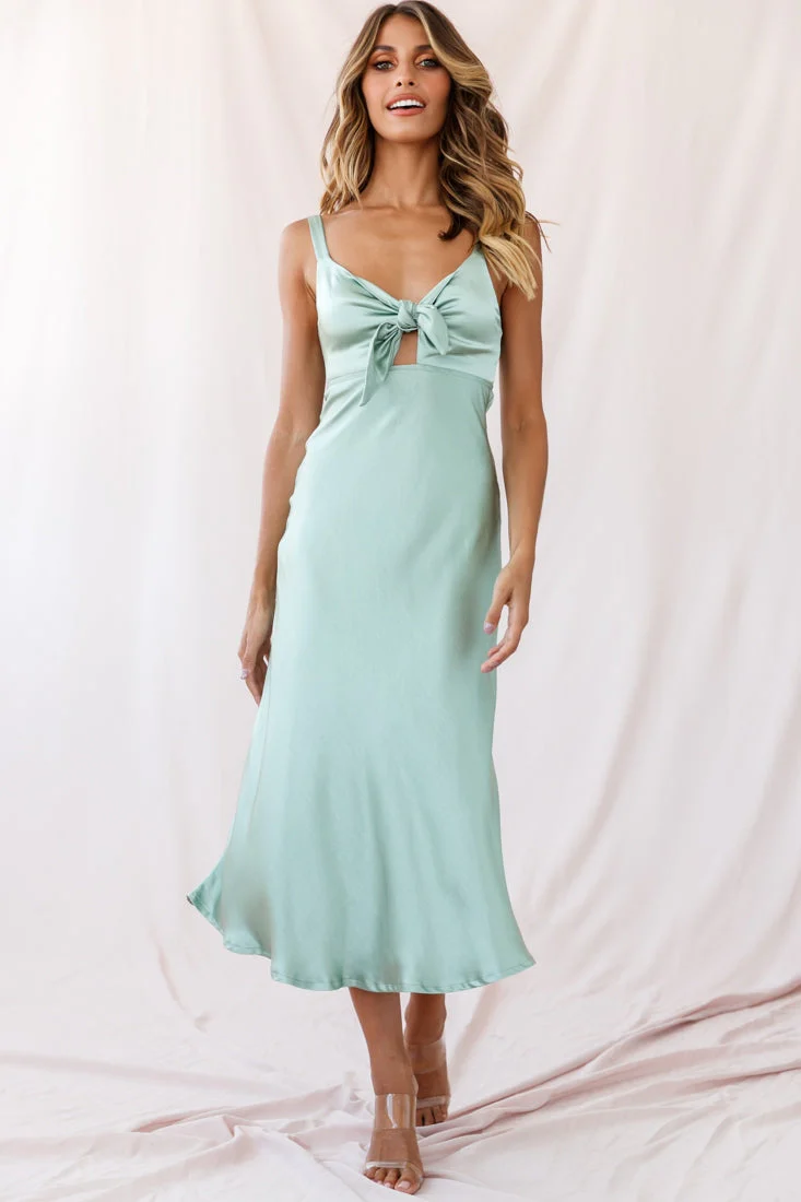 Perfect Day Satin Midi Dress Olive - Image 12