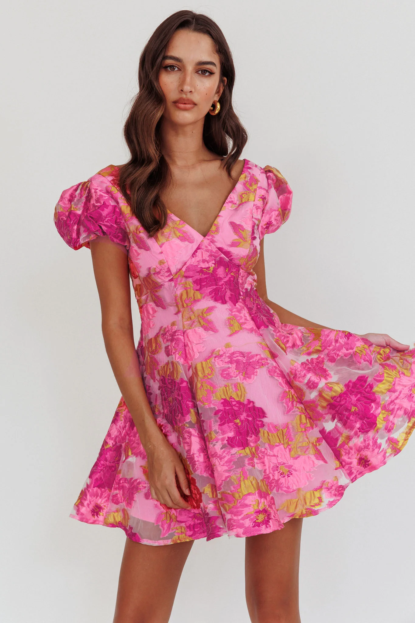 Perfect Match Puff Sleeve Low Back Mini Dress Pink - Image 5