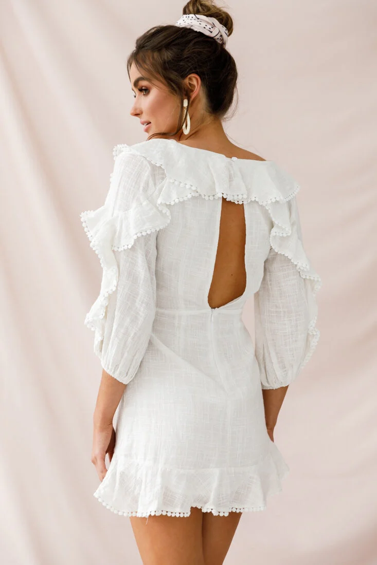 Peta Faux Wrap Ruffle Dress White - Image 4