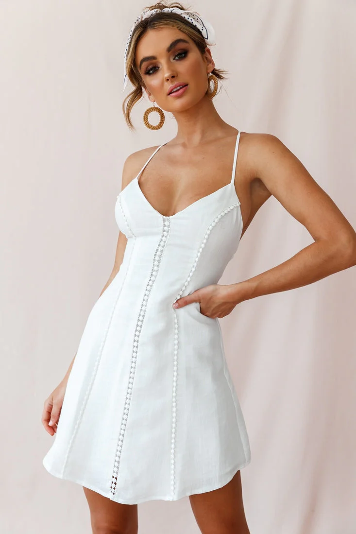 Petunia Tie-Up Back Mini Dress White - Image 2