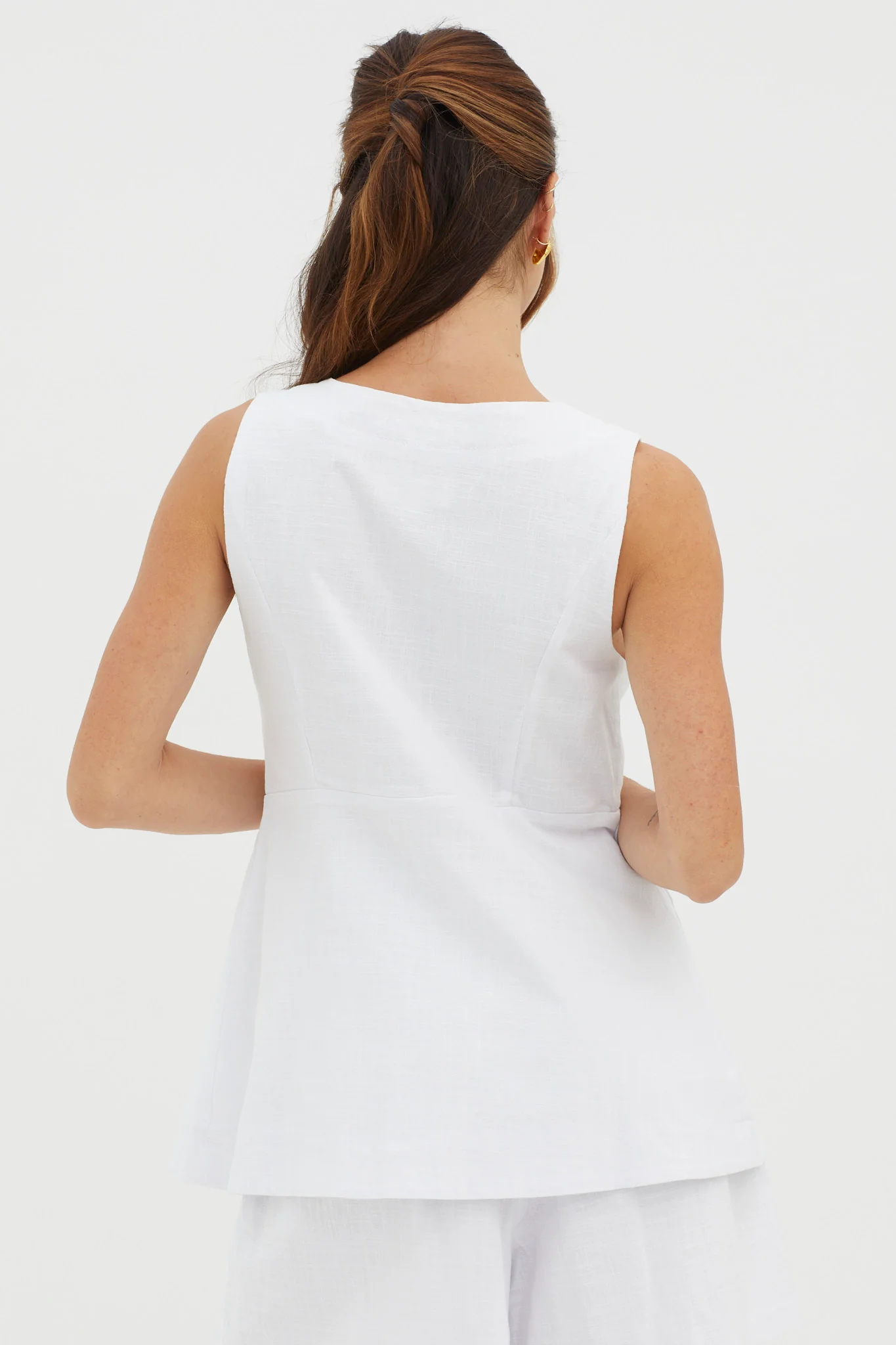 Philomena Button Pocket Vest Top White - Image 2