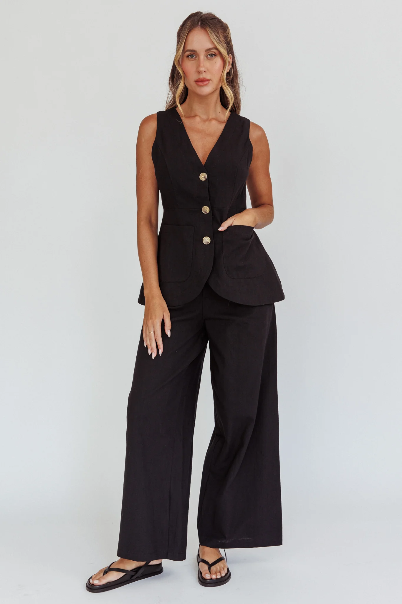 Philomena Wide-Leg Pants Black - Image 4
