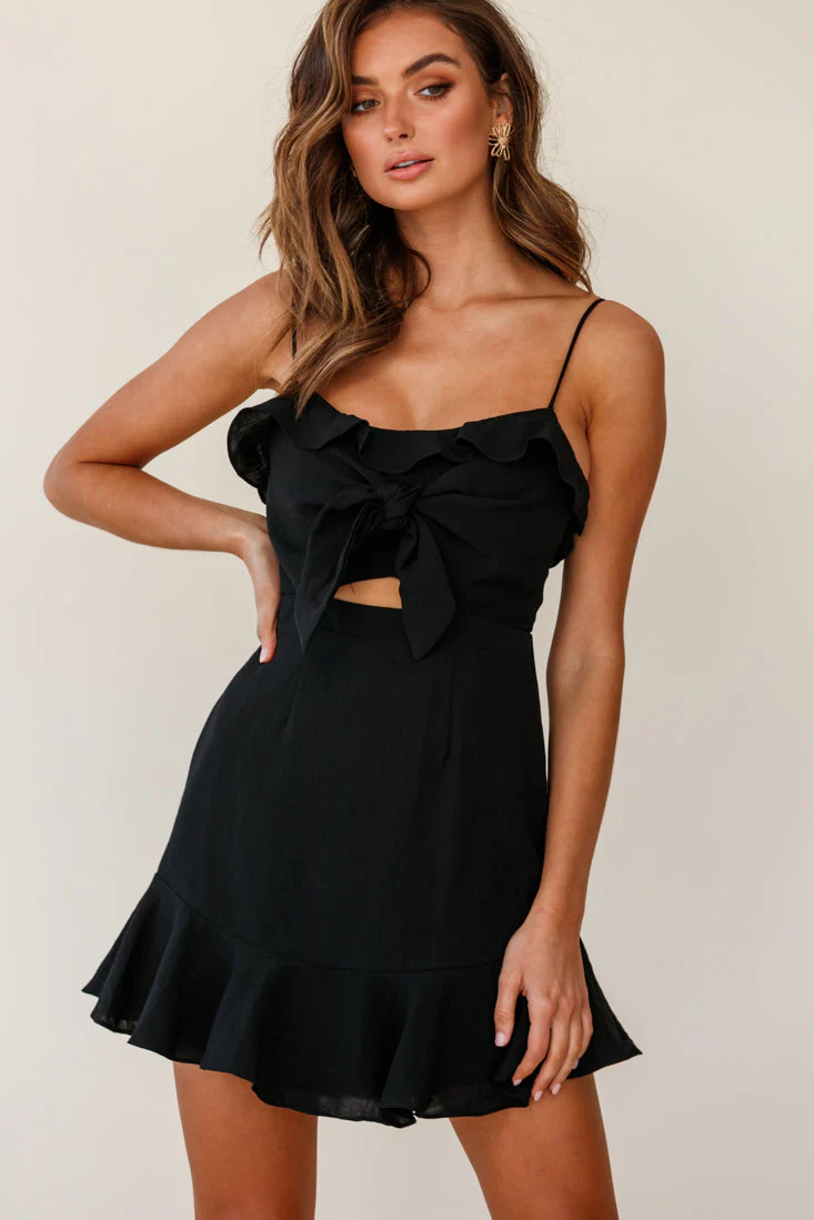Pico Tied-Knot Bust Ruffle Dress Black - Image 6