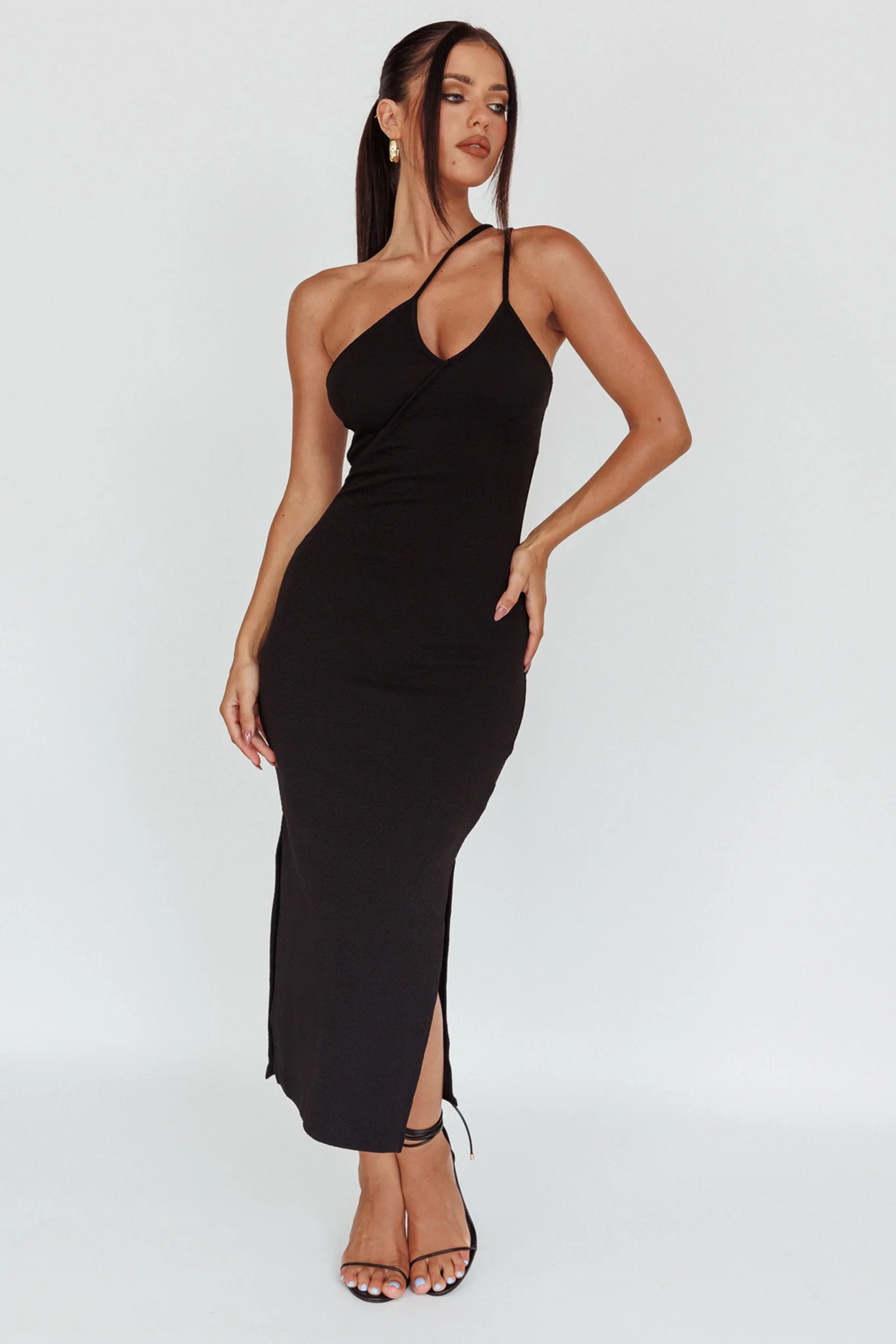 Planets Align Double Strap Midi Dress Black - Image 3