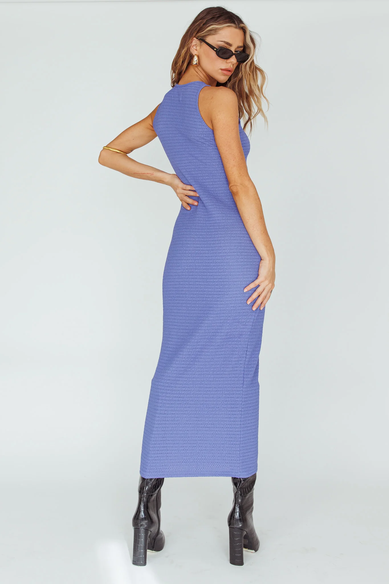 Playa Hermosa Keyhole Midi Dress Blue Violet - Image 2