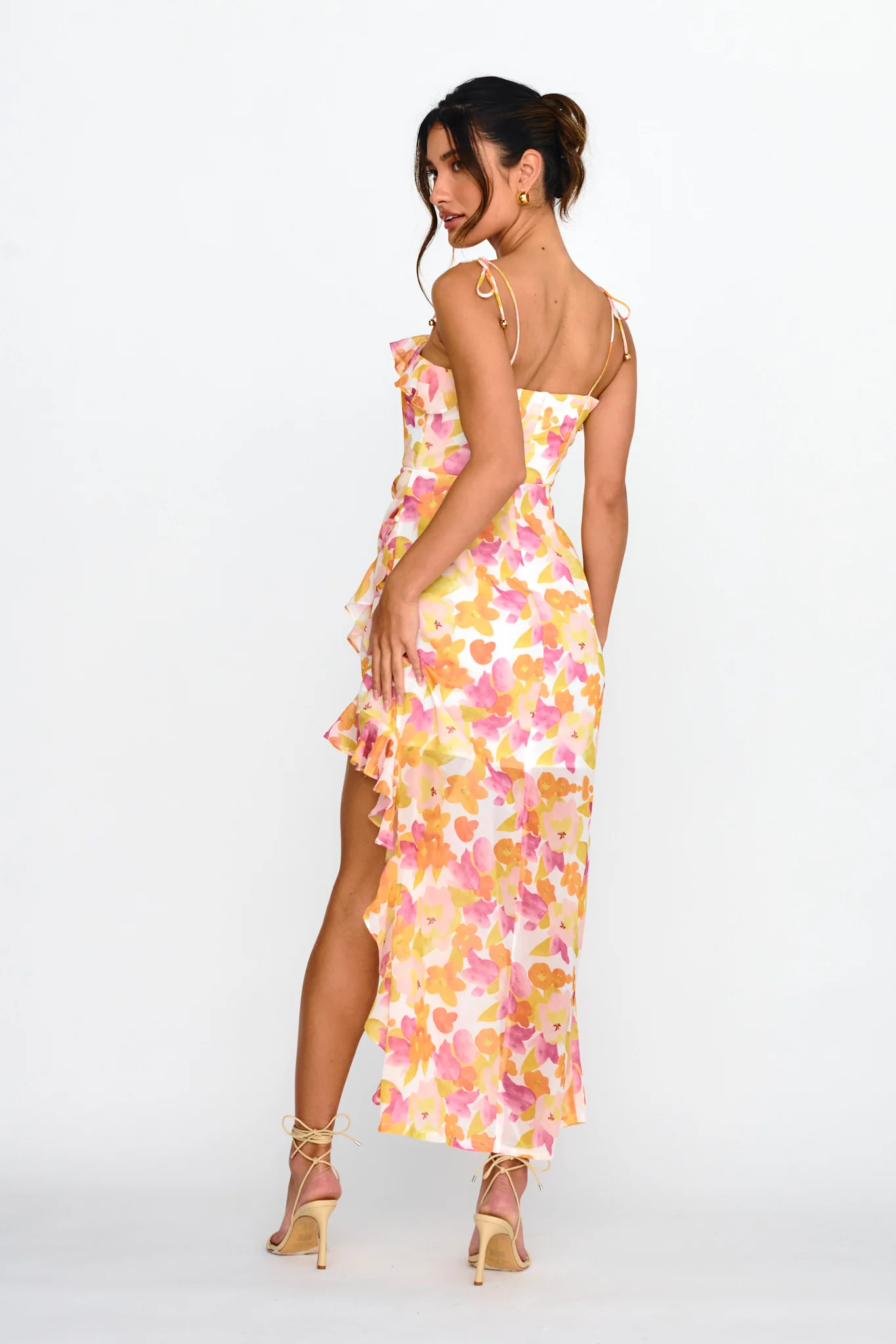 Portofino Cut-Out Split Midi Dress Floral Red - Image 2
