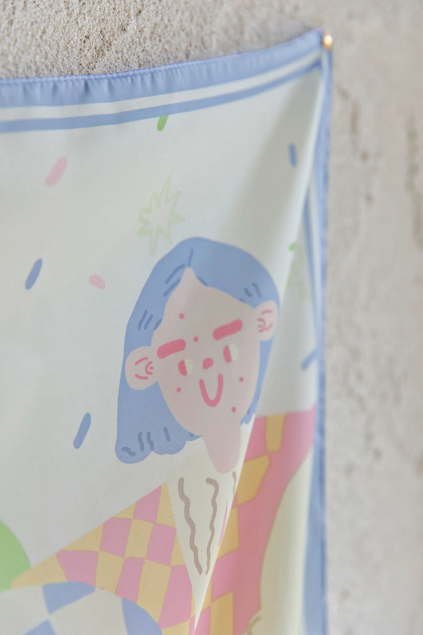 Positano Printed Square Scarf Blue - Image 4