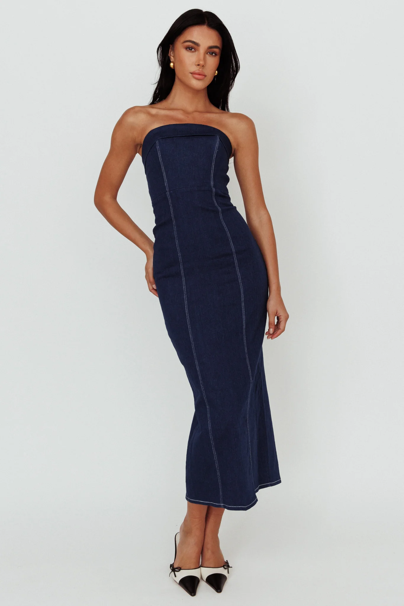 Press Play Strapless Maxi Dress Indigo - Image 5