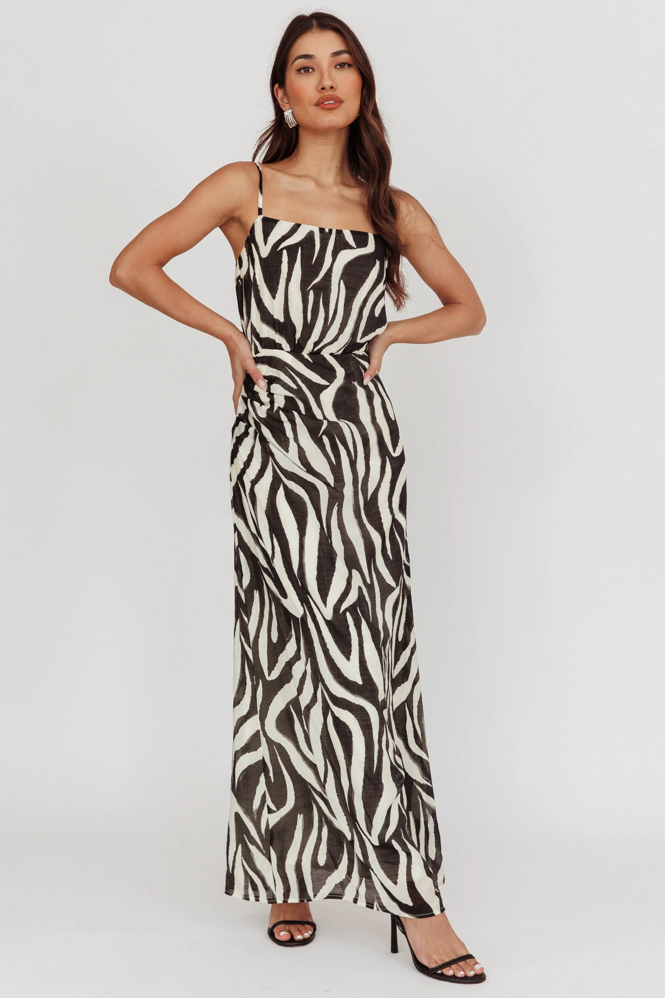 Pristine Zebra Print Maxi Dress Black - Image 4