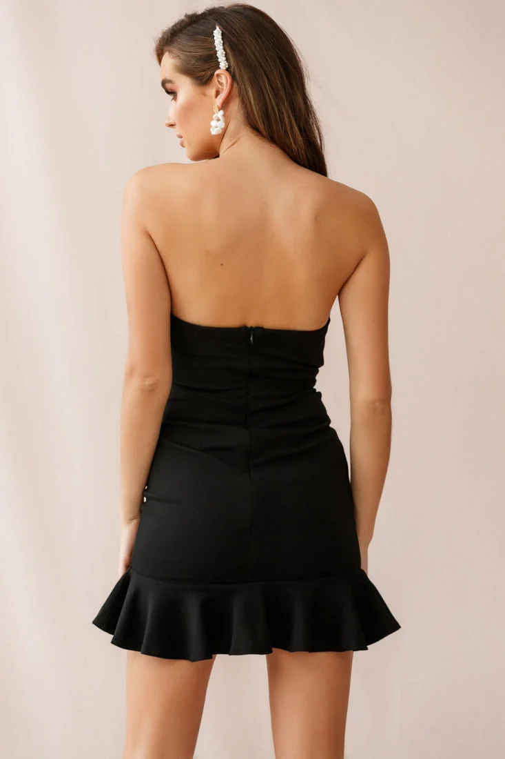 Prom Queen Bandeau Mini Dress Black - Image 4