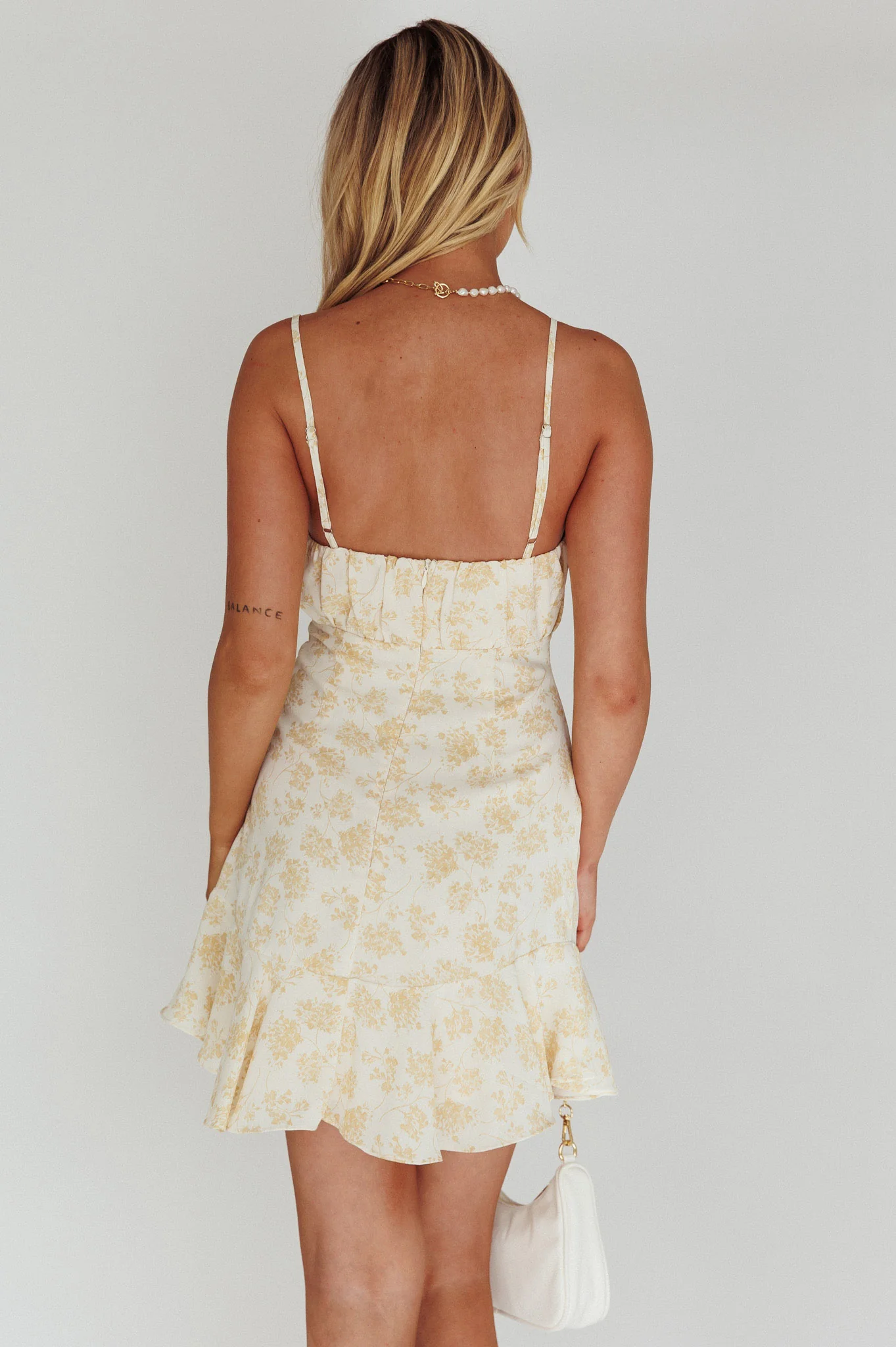 Promise Me Ruched Bust Pintuck Pleat Detail Dress Floral Yellow - Image 2