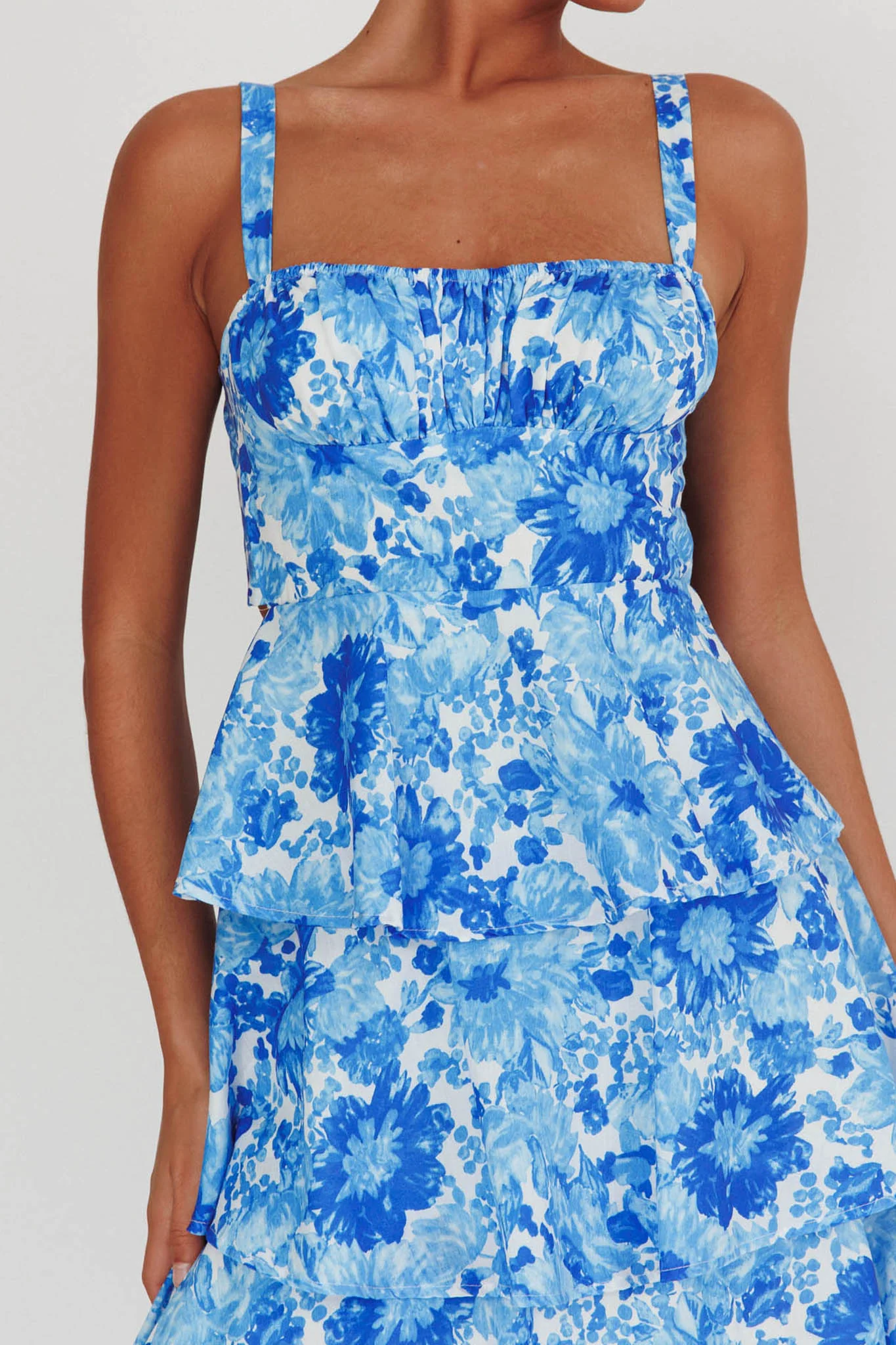 Provence Bloom Tiered Floral Maxi Dress Blue - Image 5