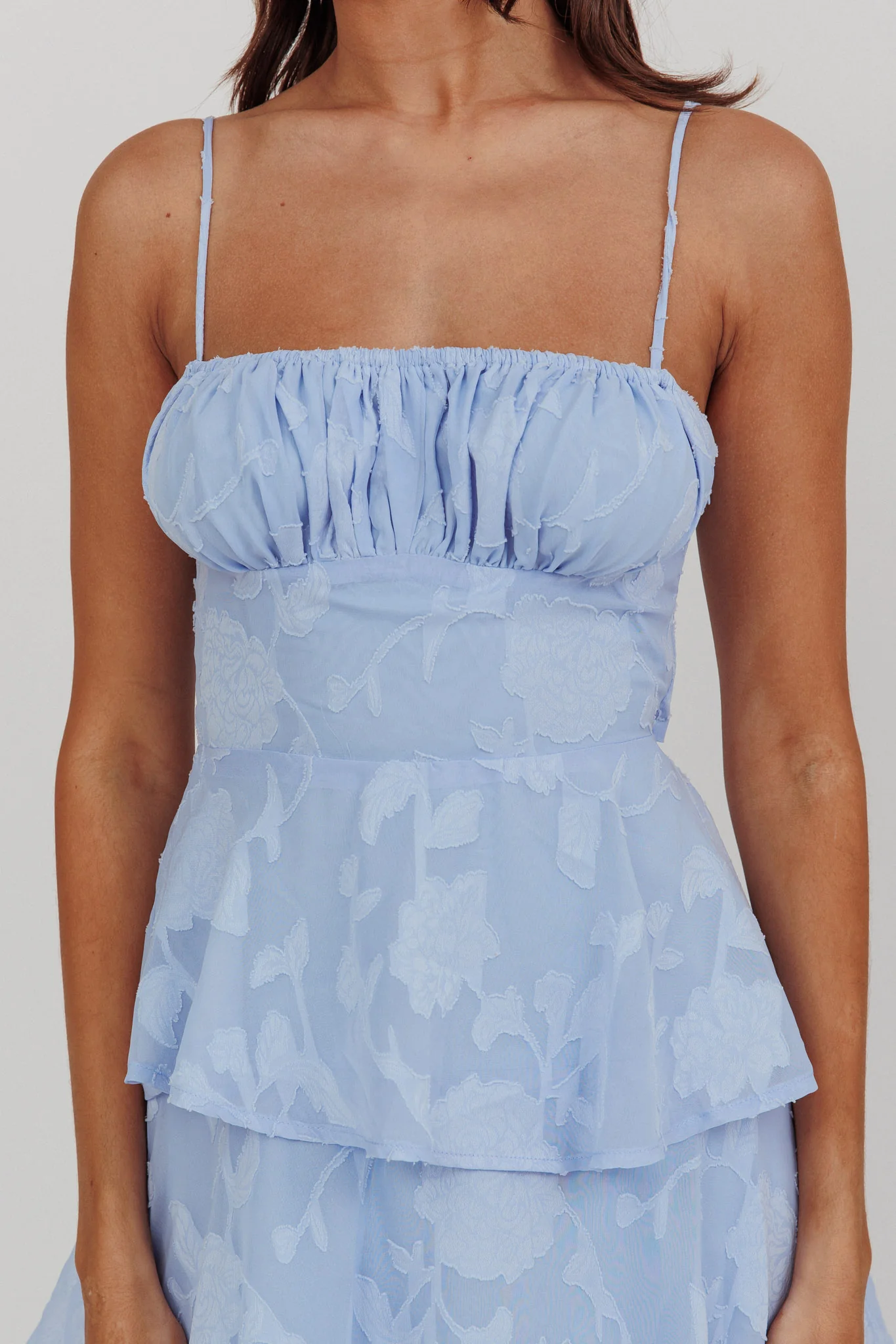 Provence Bloom Tiered Maxi Dress Blue - Image 3