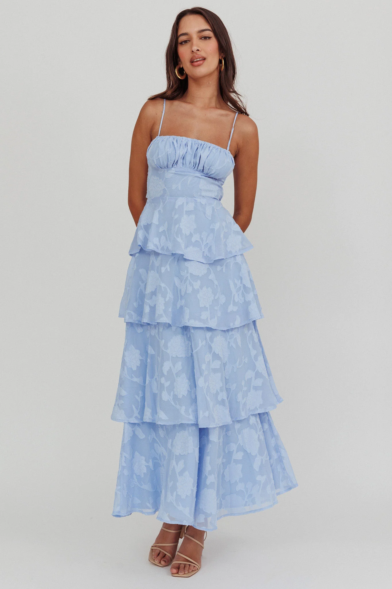 Provence Bloom Tiered Maxi Dress Blue - Image 4