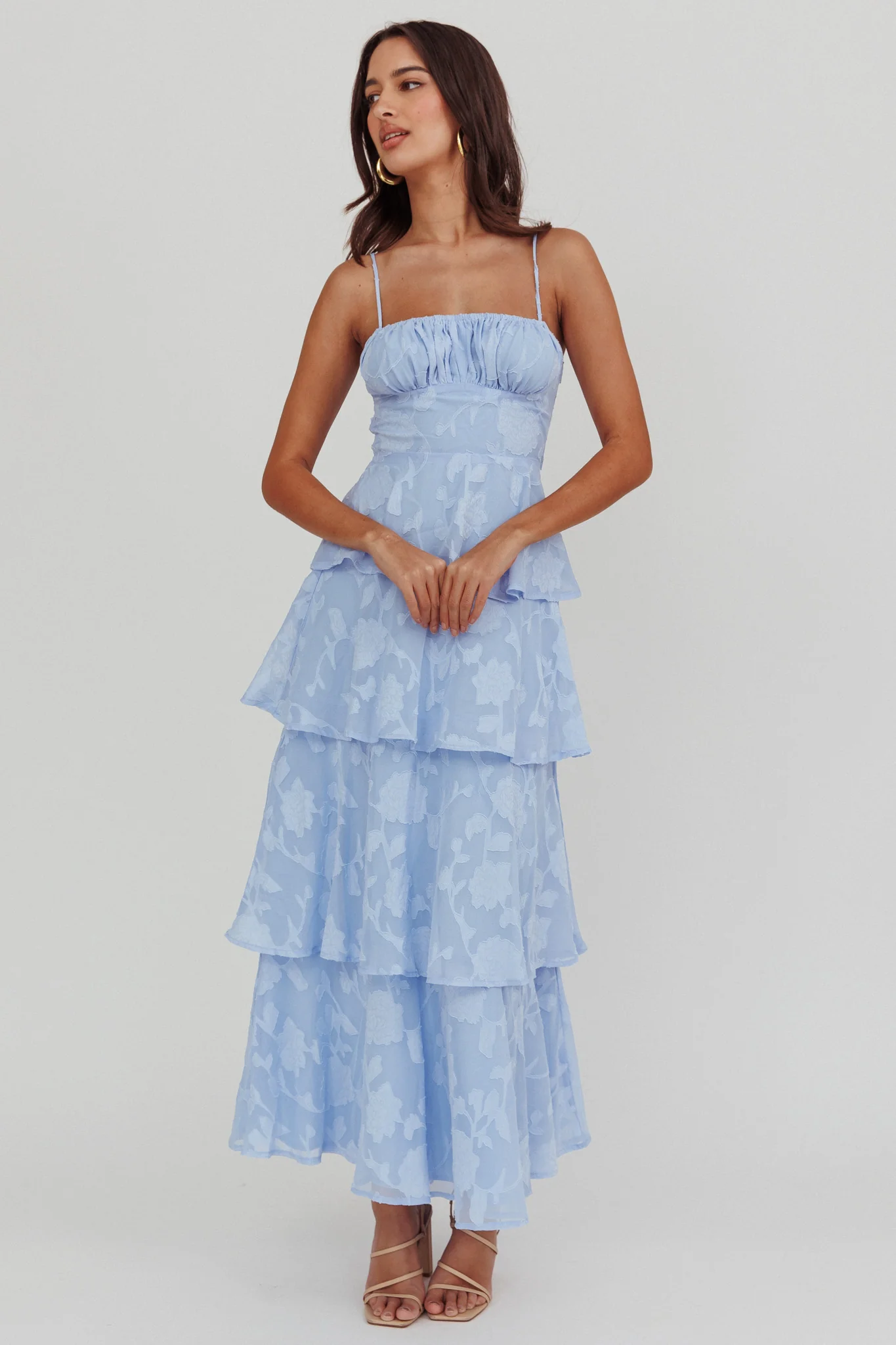 Provence Bloom Tiered Maxi Dress Blue - Image 5