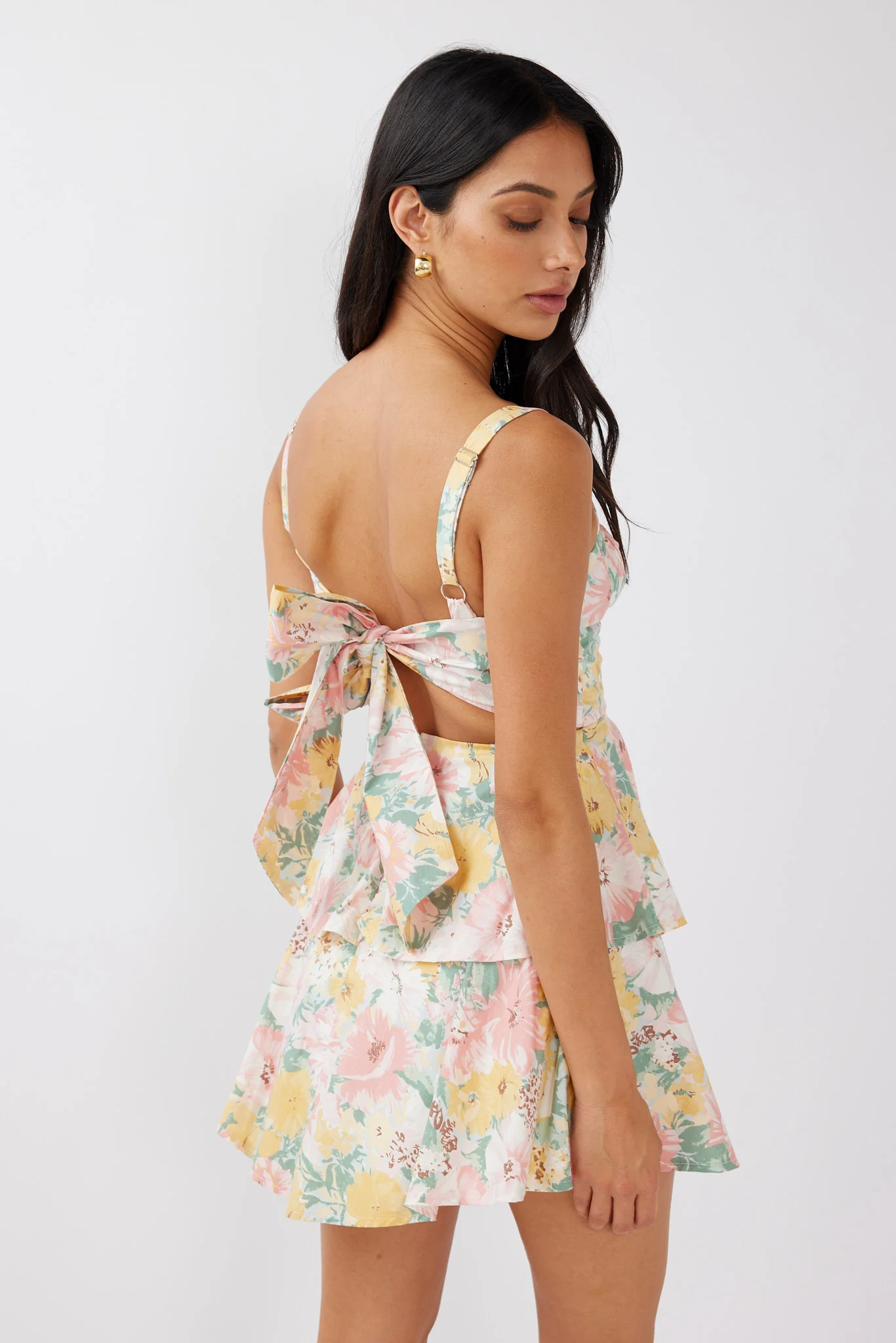 Provence Bloom Tiered Mini Dress Multi Blush - Image 2