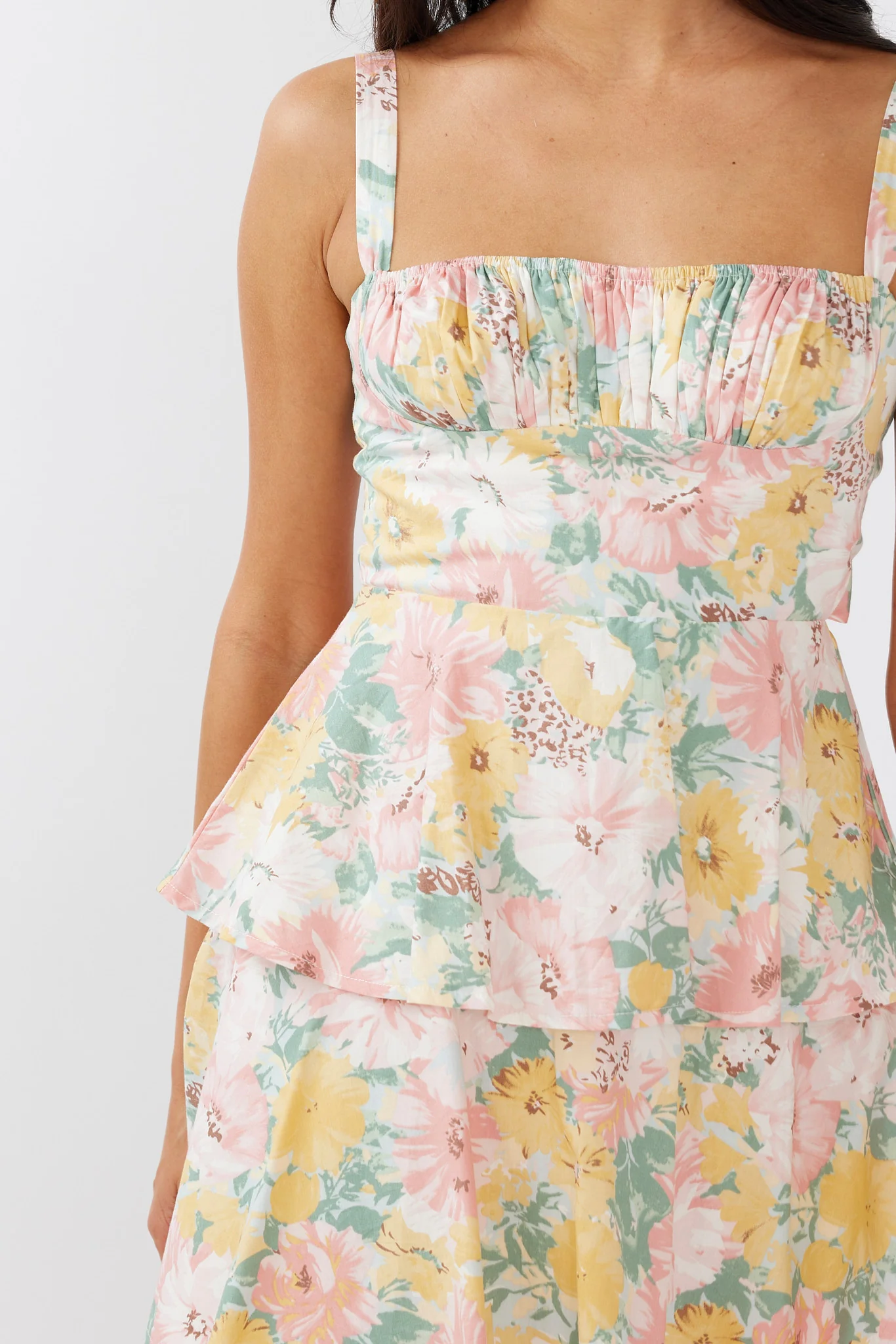 Provence Bloom Tiered Mini Dress Multi Blush - Image 4
