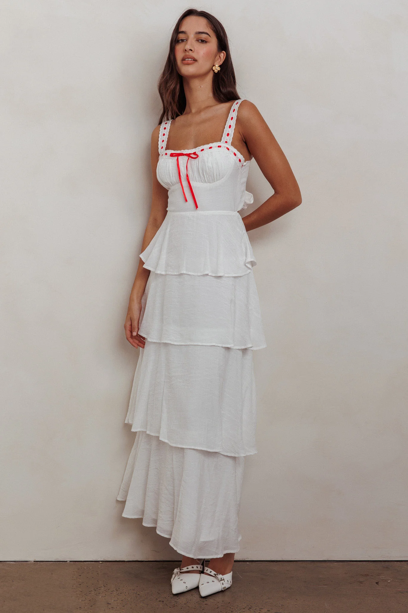 Provence Bloom Tiered Ruffle Maxi Dress Off White - Image 2
