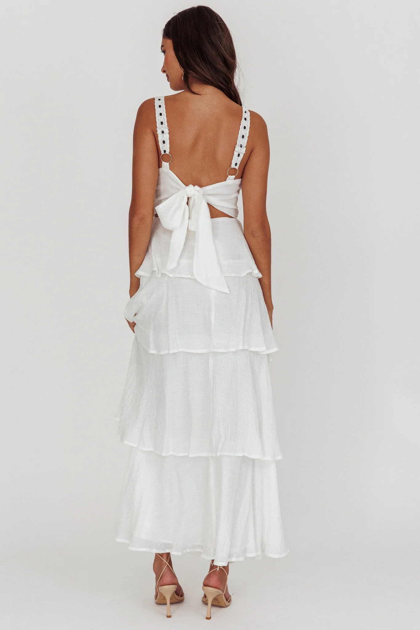Provence Bloom Tiered Ruffle Maxi Dress White - Image 2