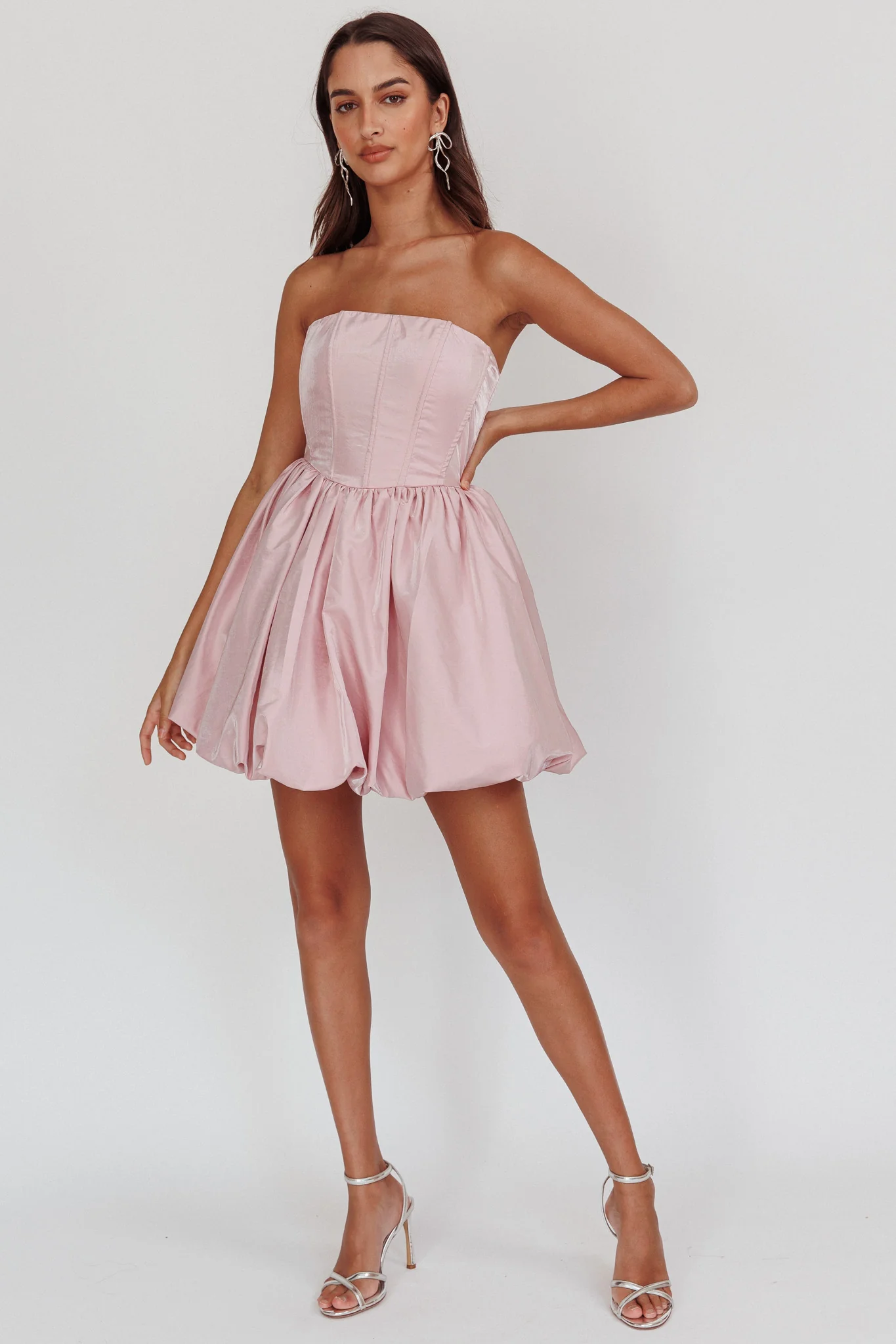 Radiant Strapless Bubble Mini Dress Pink - Image 4