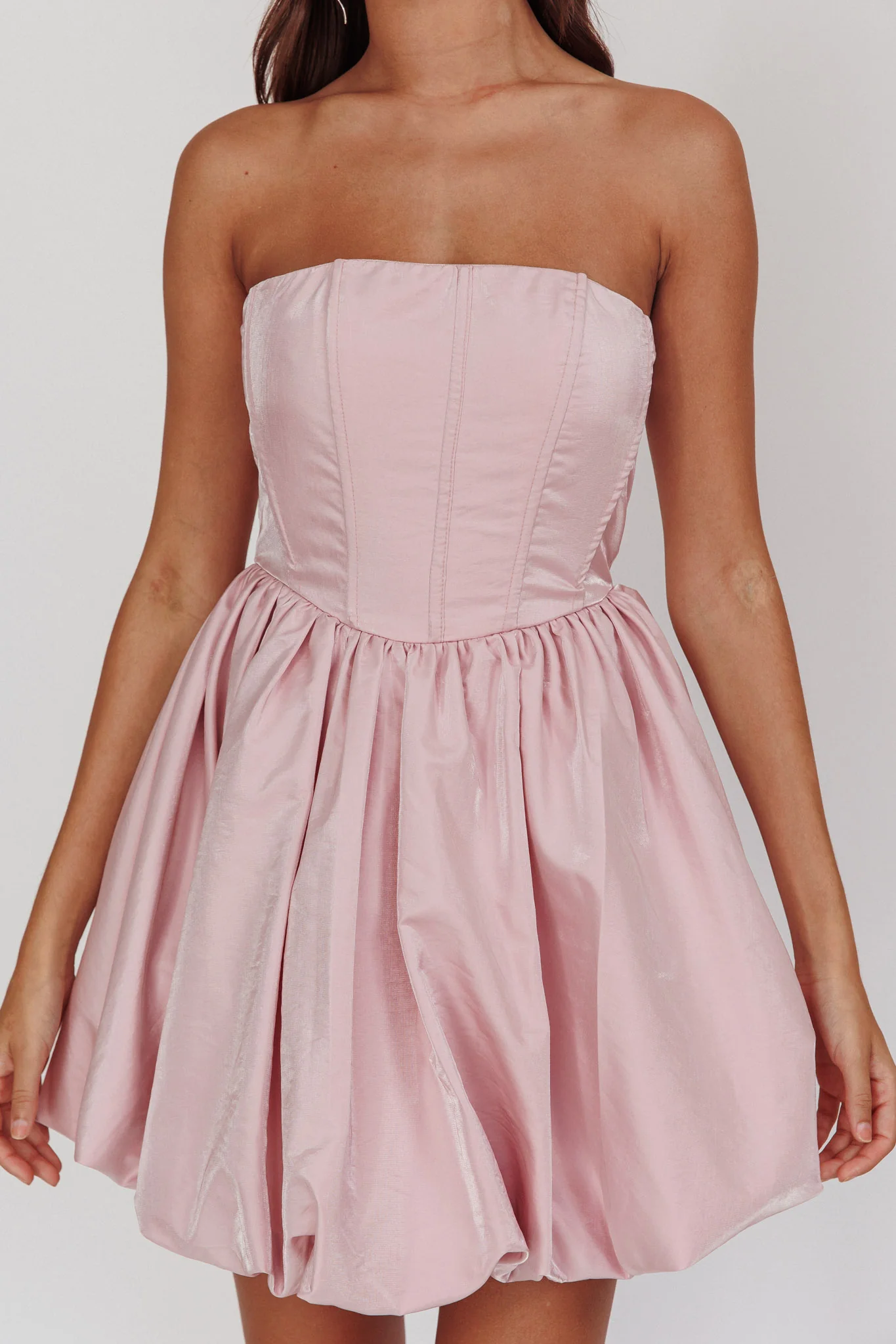 Radiant Strapless Bubble Mini Dress Pink - Image 5