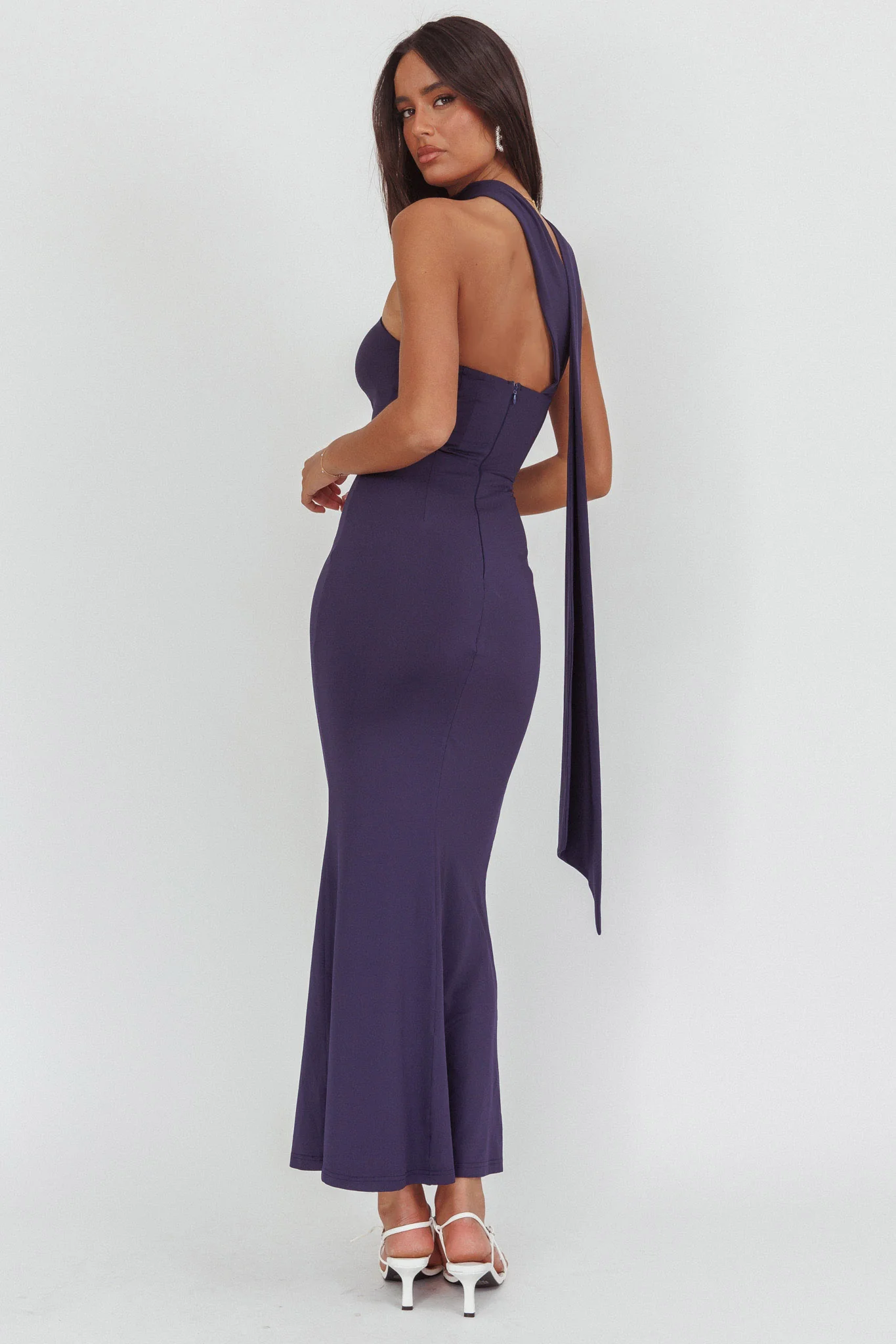 Raeva Strapless Scarf Maxi Dress Navy - Image 2