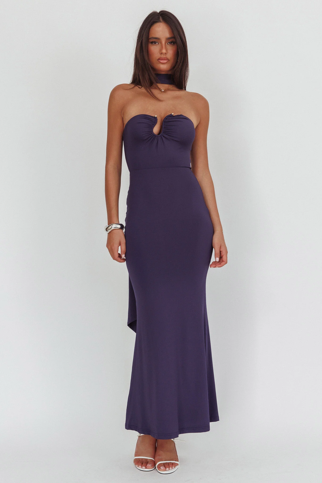 Raeva Strapless Scarf Maxi Dress Navy - Image 5
