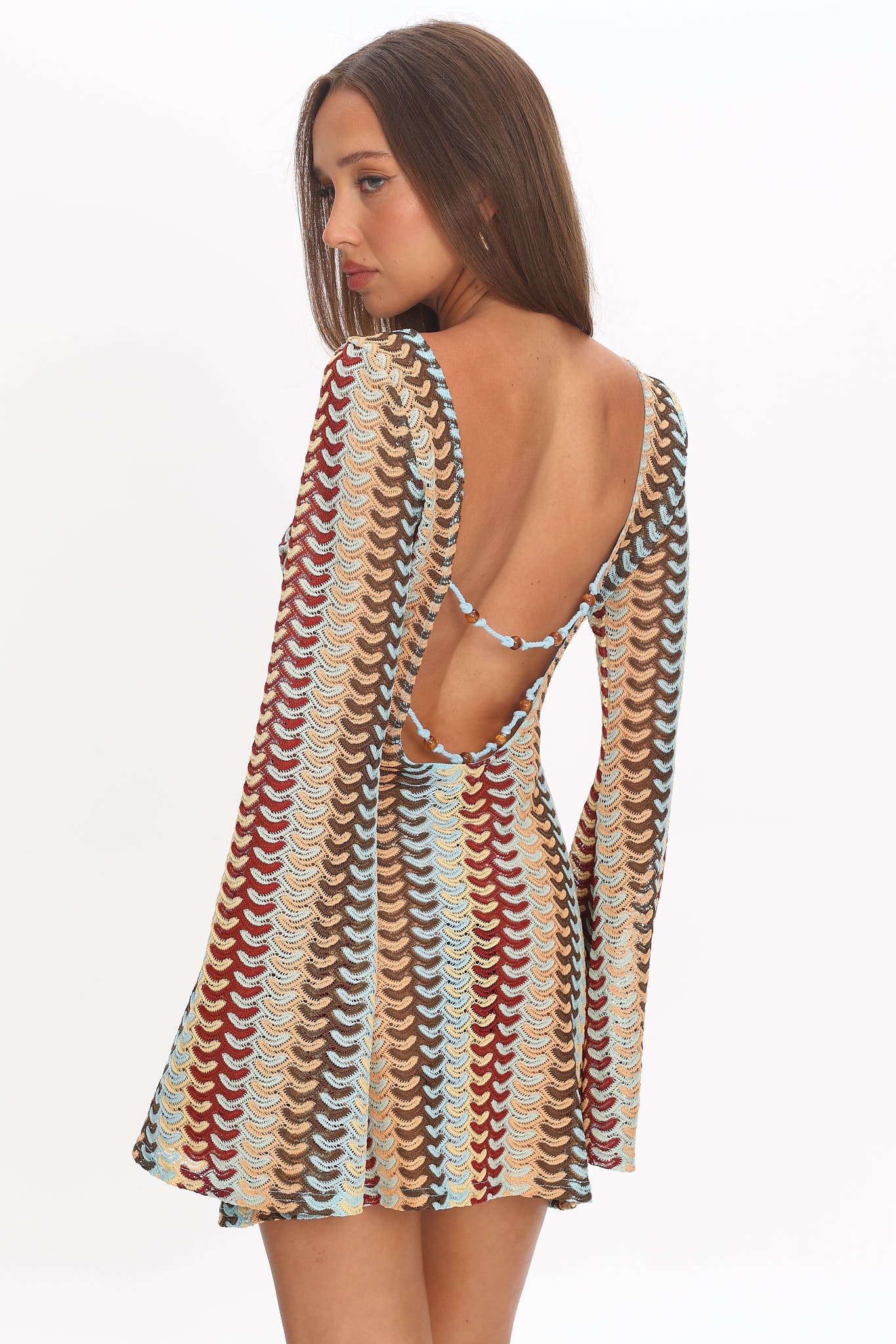 Raley Backless Crochet Mini Dress Rainbow - Image 3