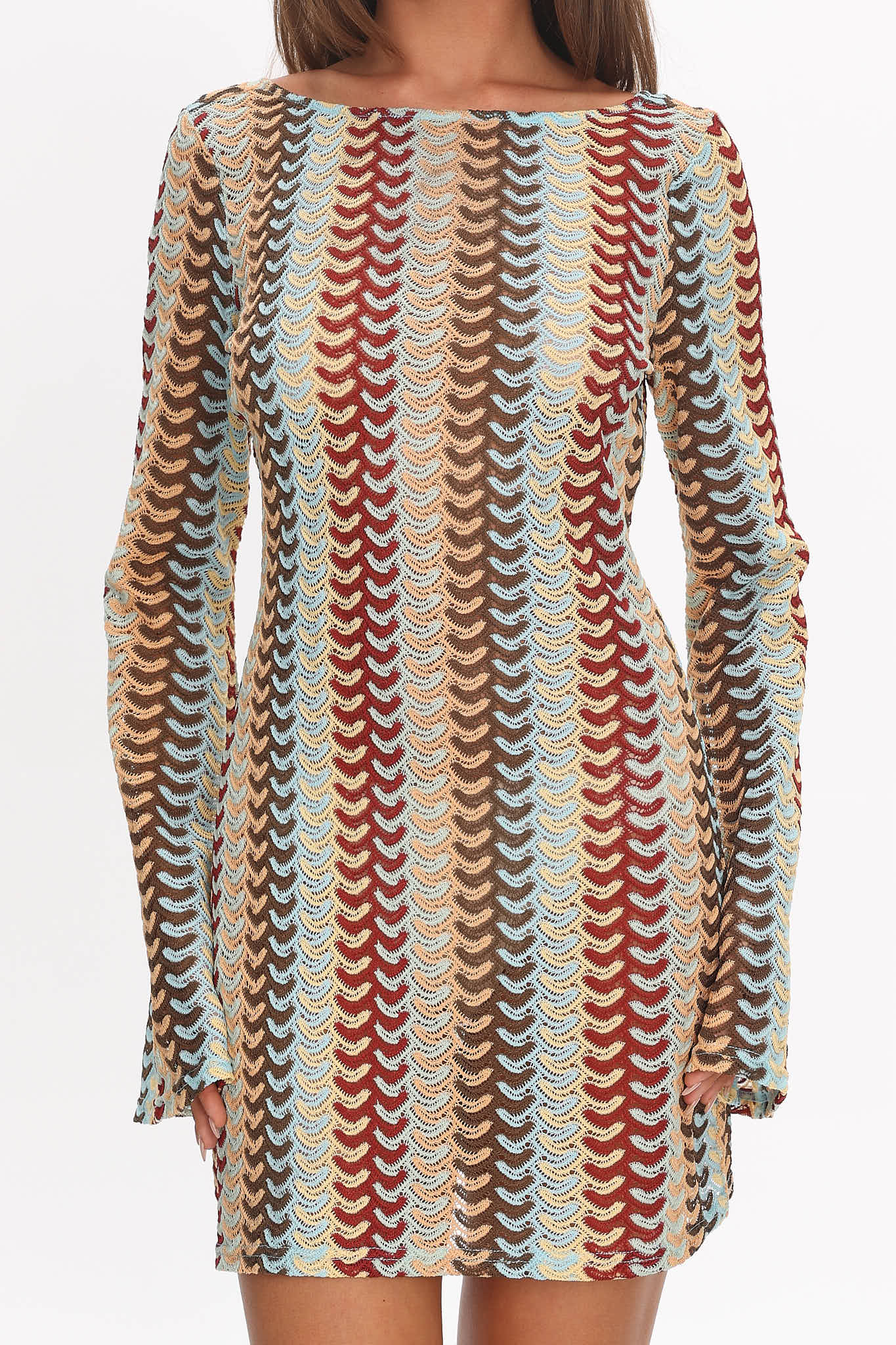 Raley Backless Crochet Mini Dress Rainbow - Image 4