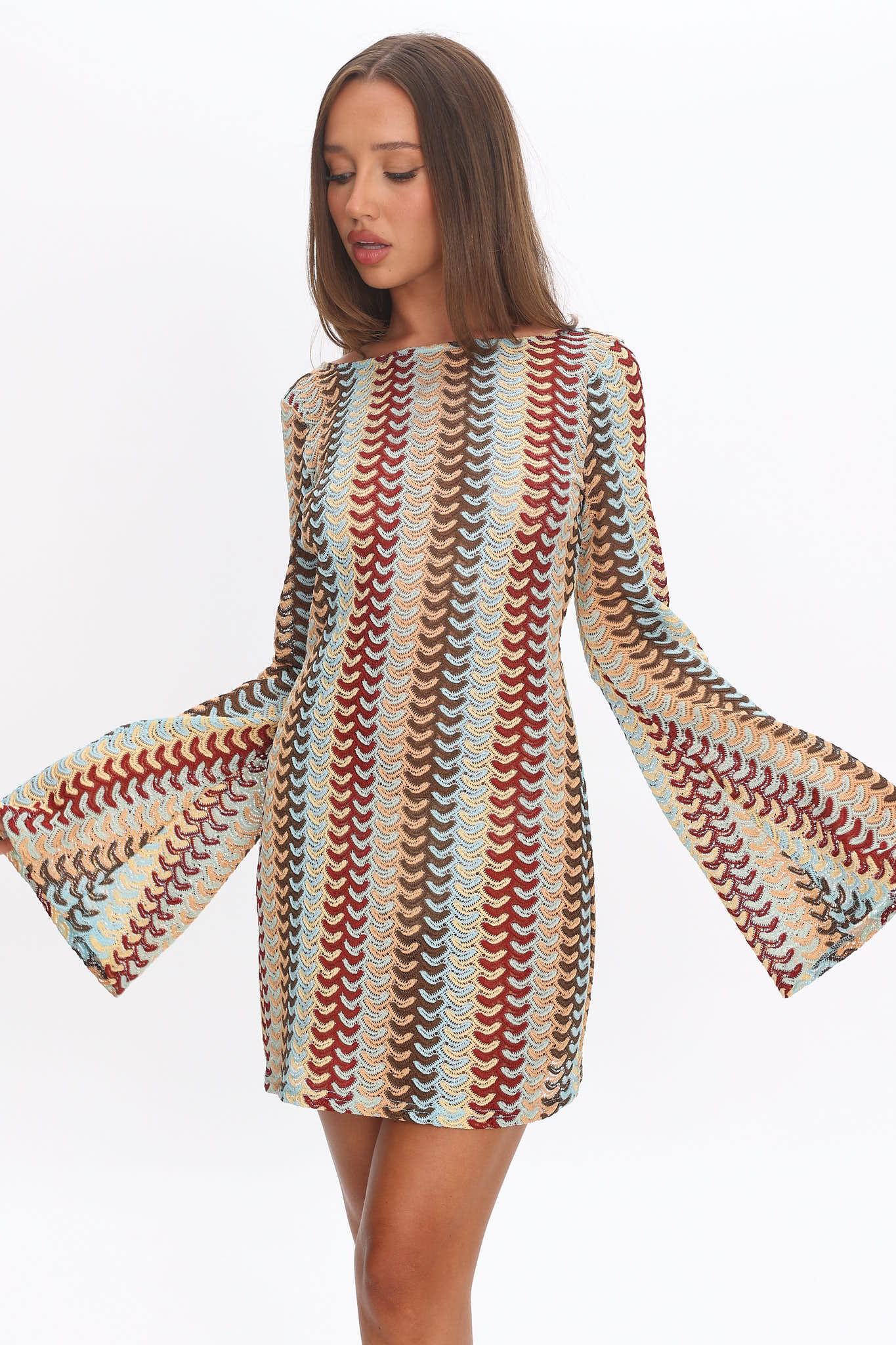 Raley Backless Crochet Mini Dress Rainbow - Image 5