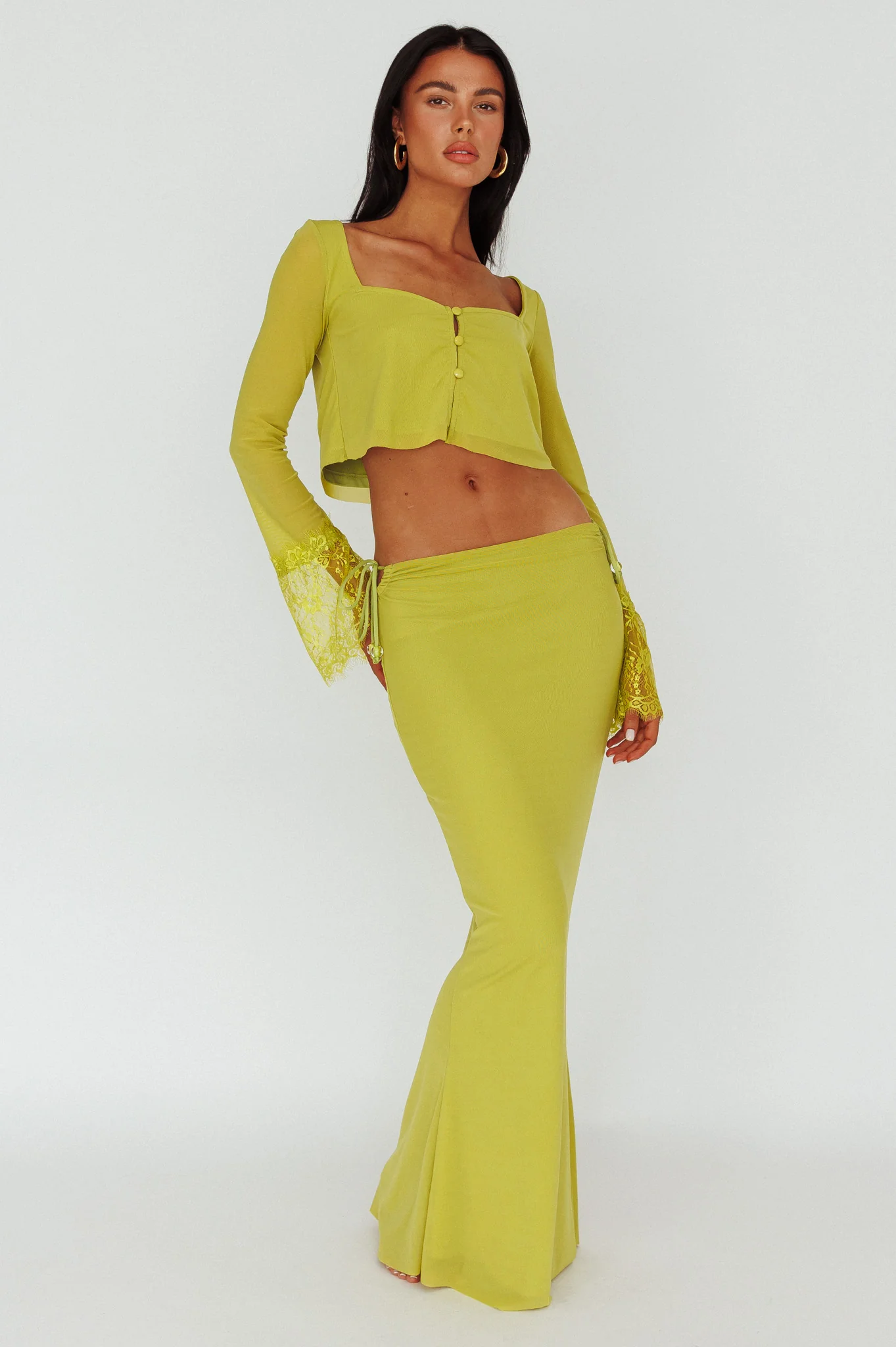 Rana String Tie Side Midi Skirt Apple - Image 2