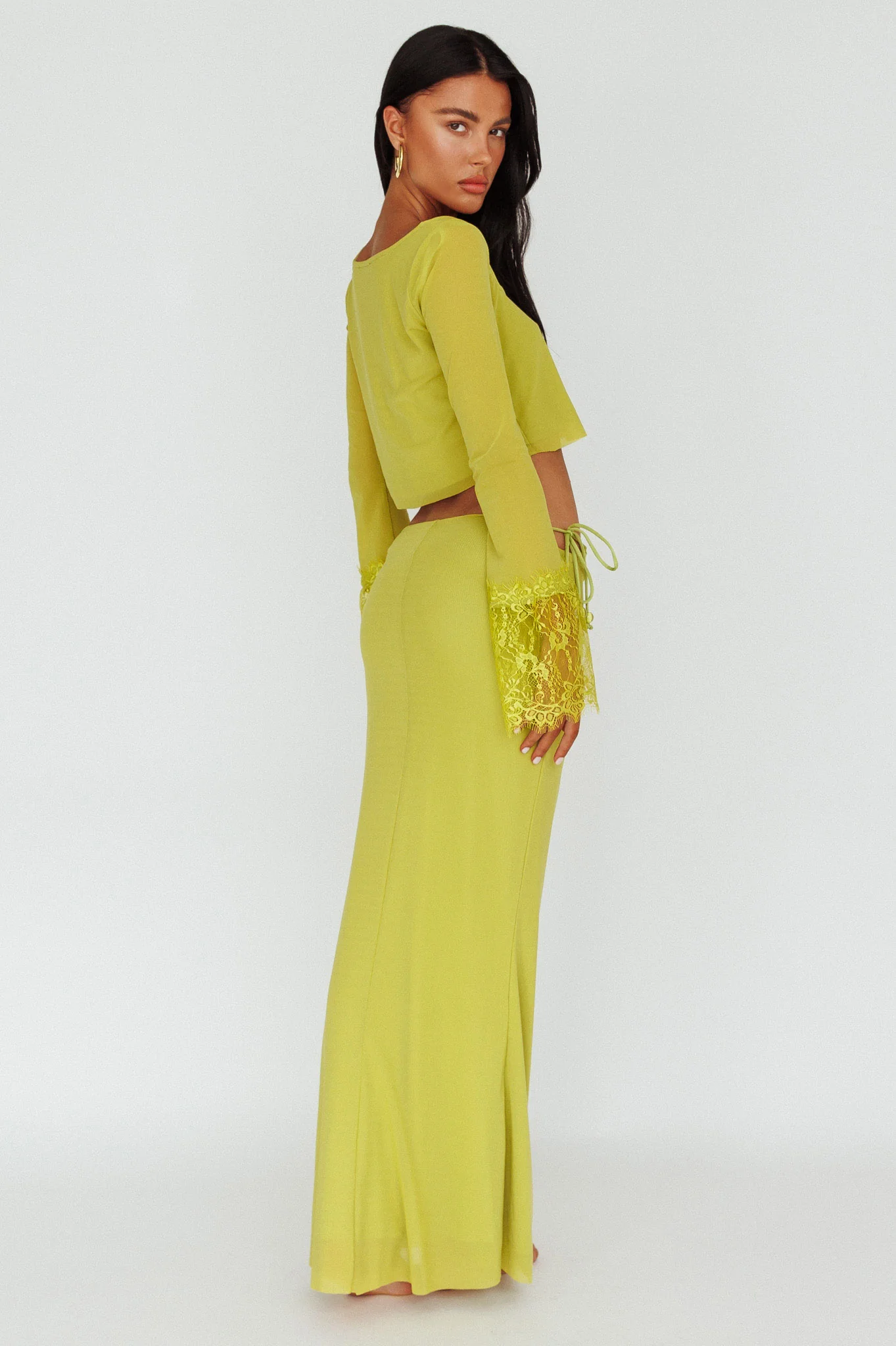 Rana String Tie Side Midi Skirt Apple - Image 3