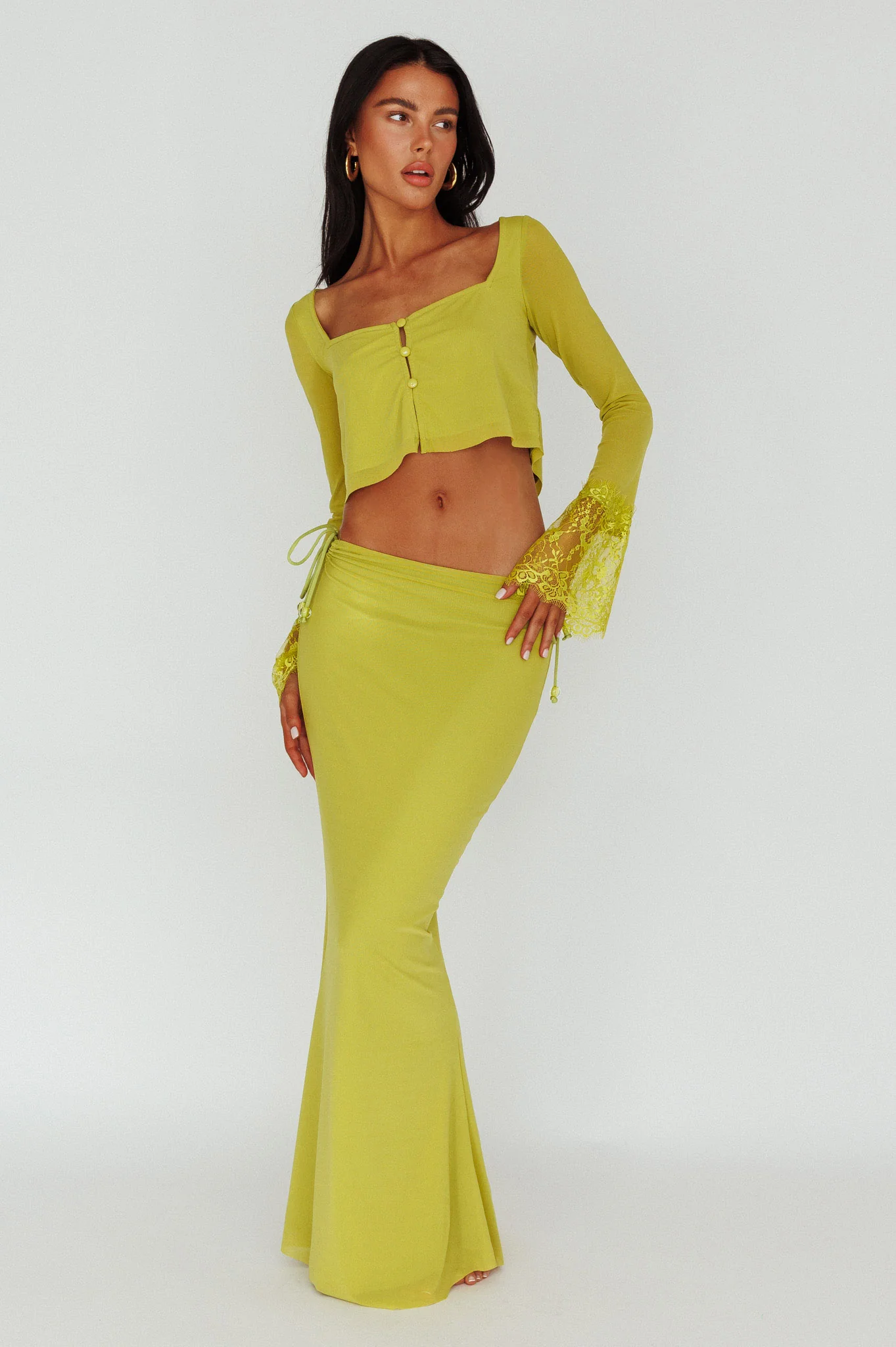 Rana String Tie Side Midi Skirt Apple - Image 5