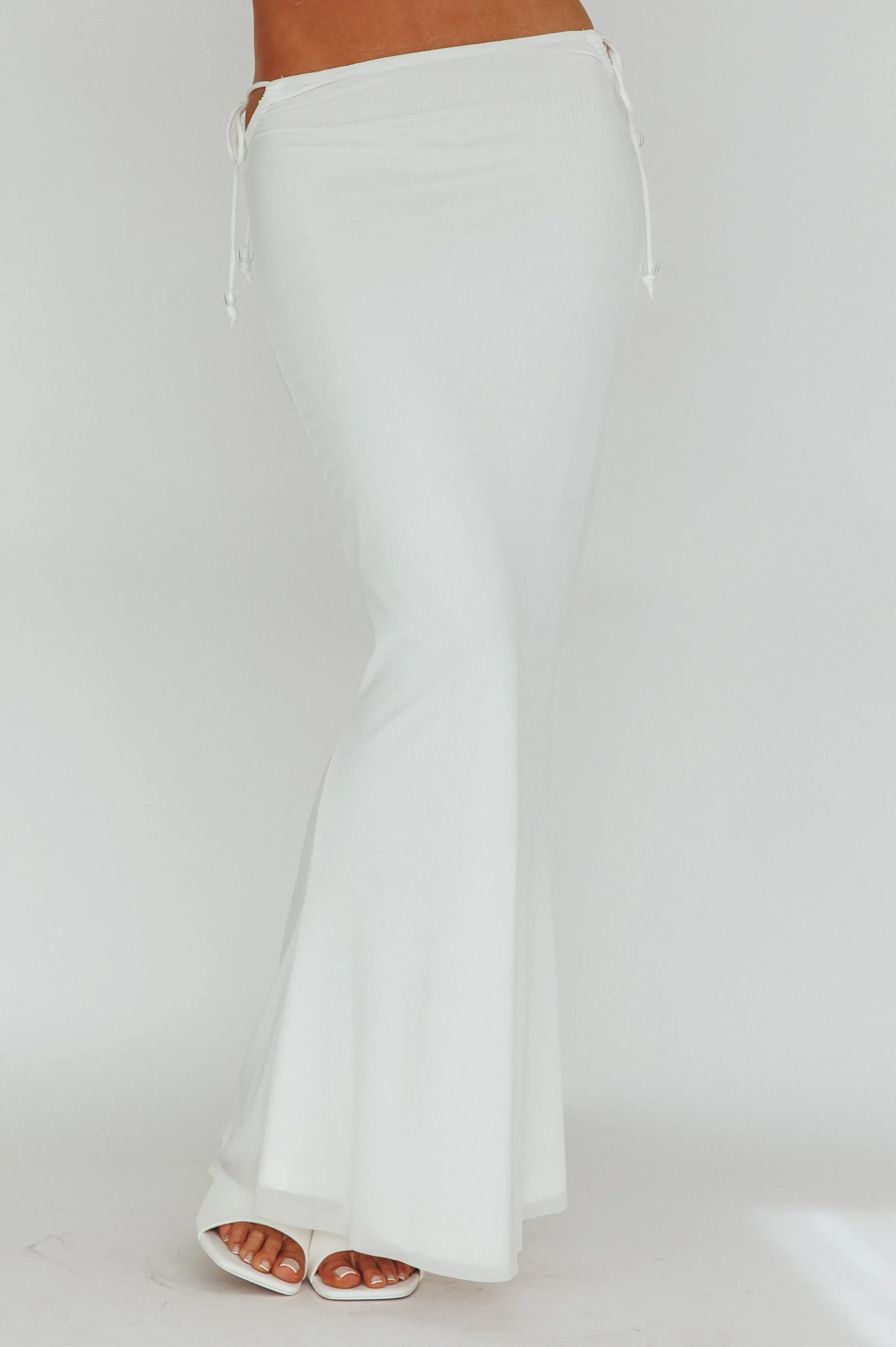 Rana String Tie Side Midi Skirt Cream - Image 4