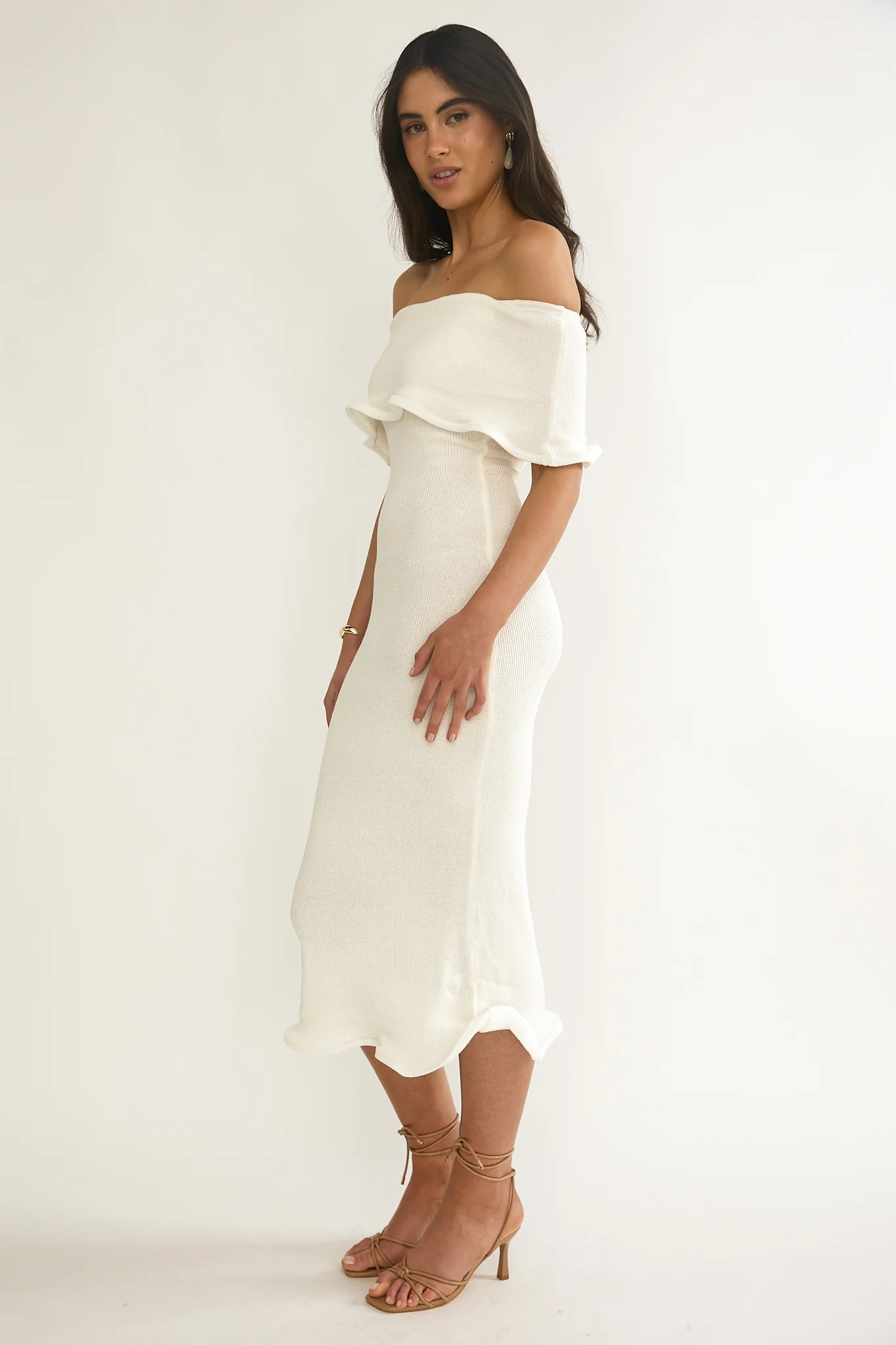 Rayna Off-Shoulder Midi Dress Ivory - Image 6