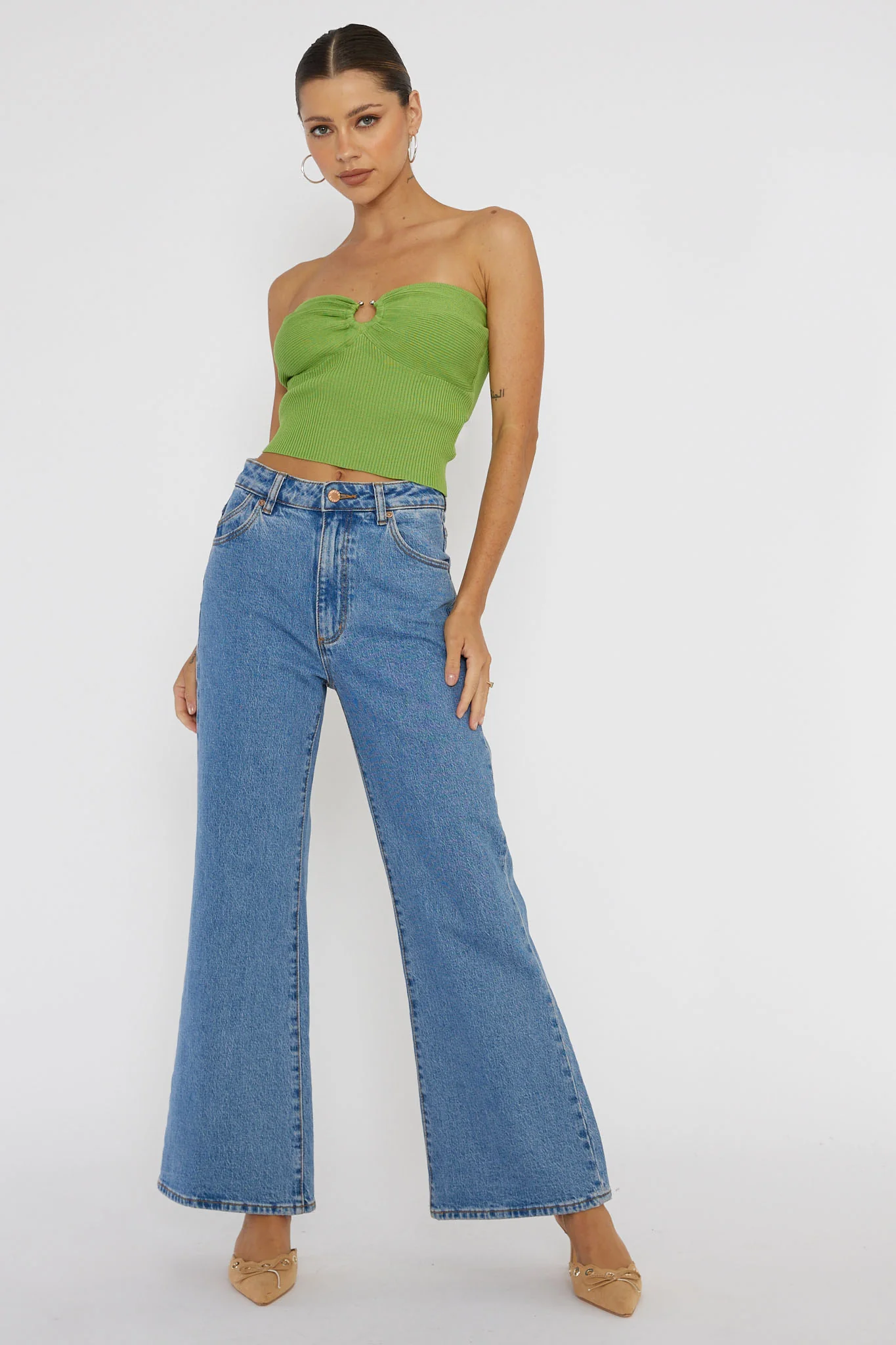 Real Talk Sweetheart Neckline Top Green - Image 3