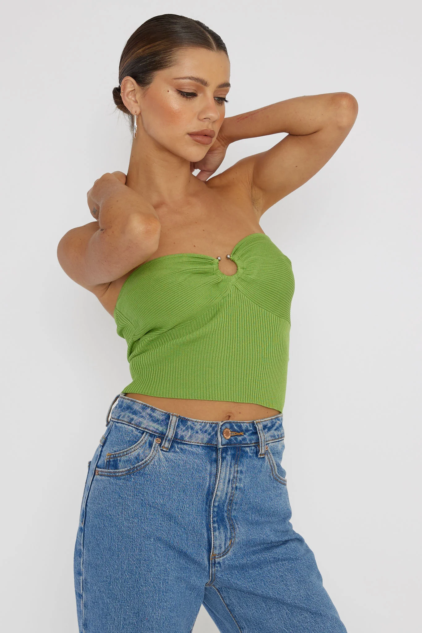 Real Talk Sweetheart Neckline Top Green - Image 5
