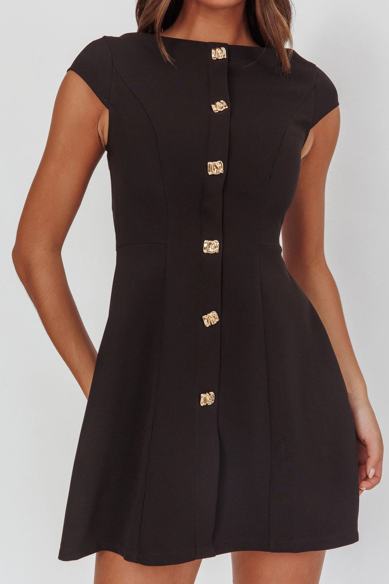 Rebel Cap Sleeve Mini Dress Black - Image 3